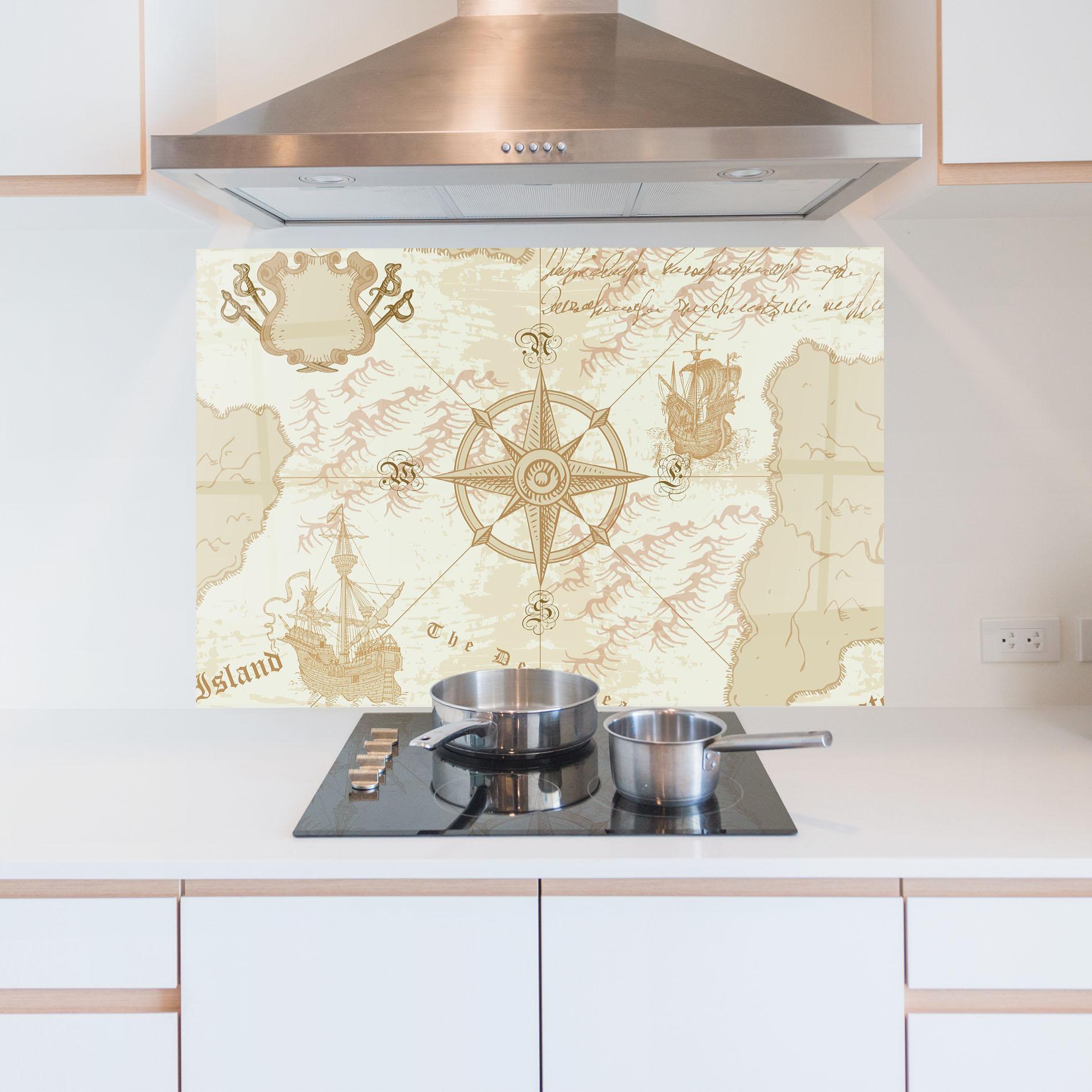 Panou Sticla Bucatarie Cream Compass mockup 5