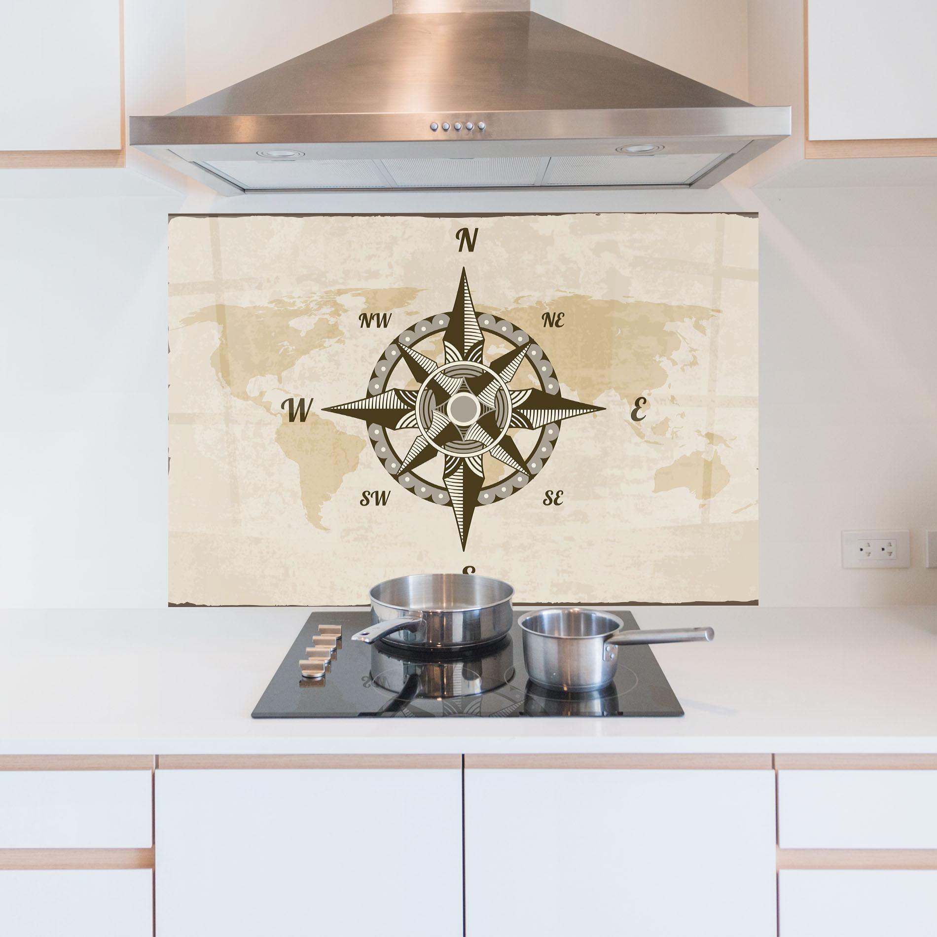 Panou Sticla Bucatarie Nautical Compass mockup 5