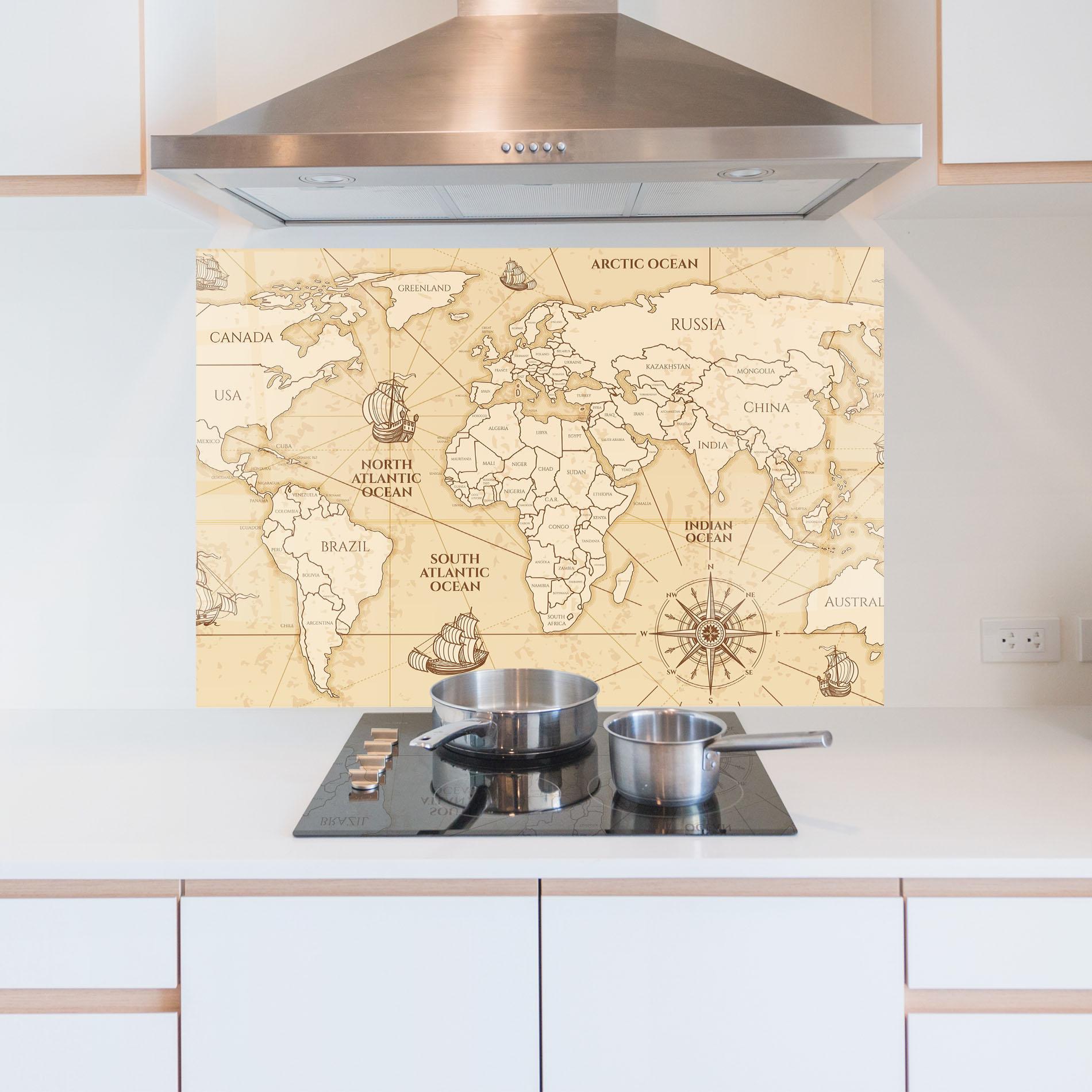 Panou Sticla Bucatarie Pirate Cream Map mockup 5