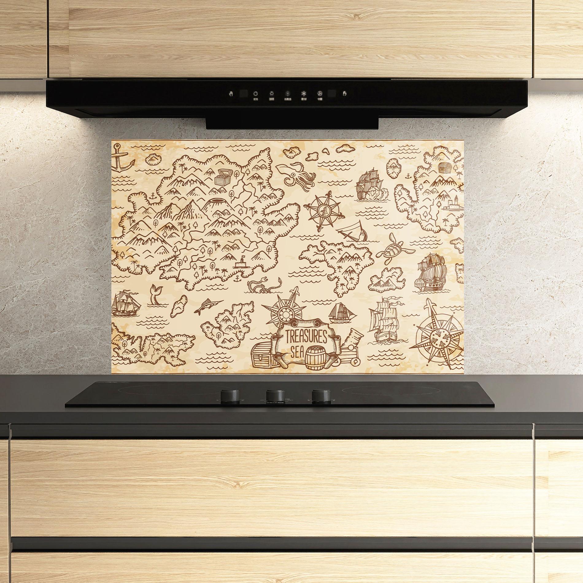 Panou Sticla Bucatarie Cream Coffee Map mockup 3