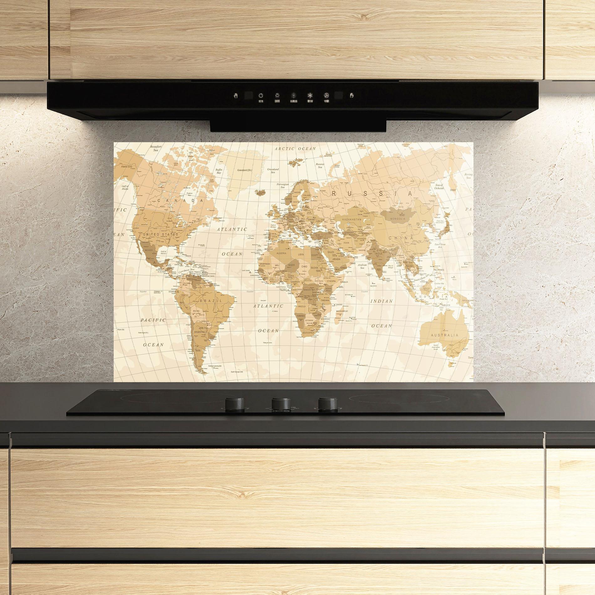 Panou Sticla Bucatarie Cream Color Map mockup 3