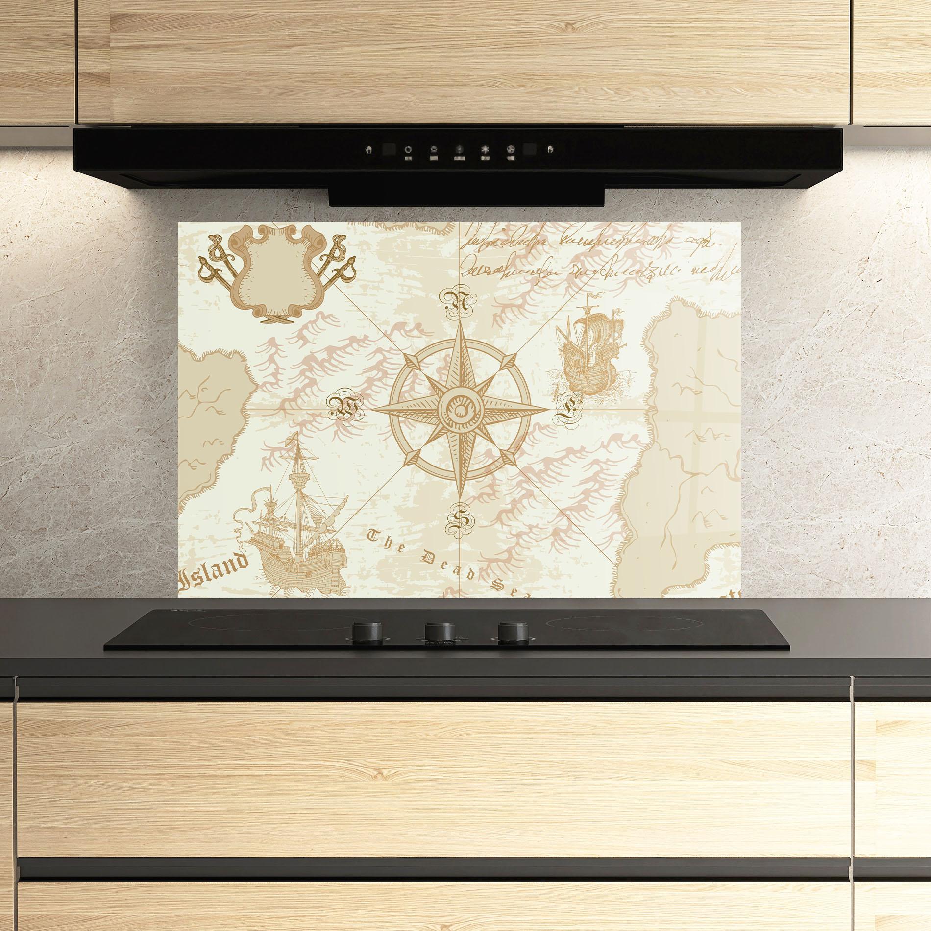 Panou Sticla Bucatarie Cream Compass mockup 3