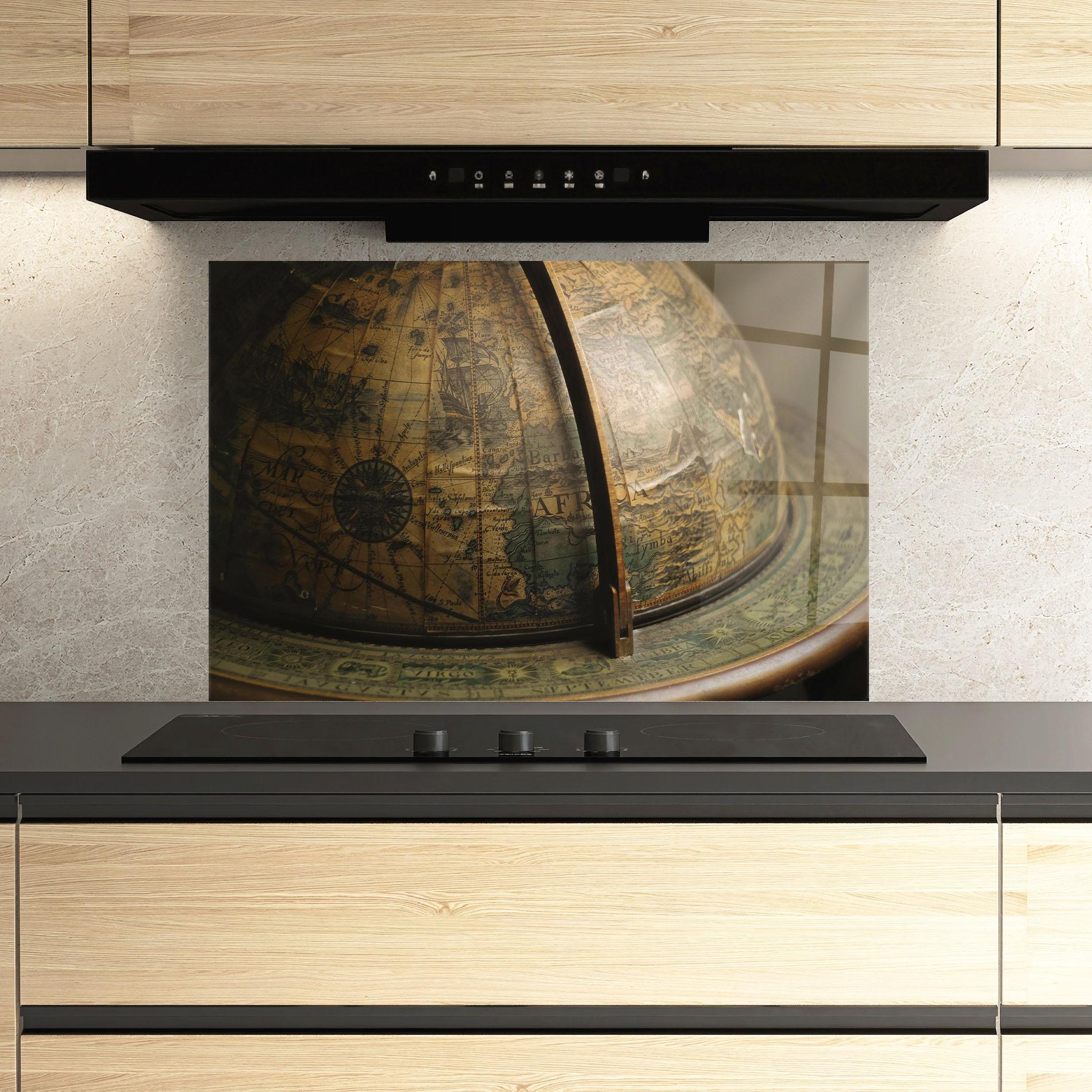 Panou Sticla Bucatarie Globe Map mockup 3