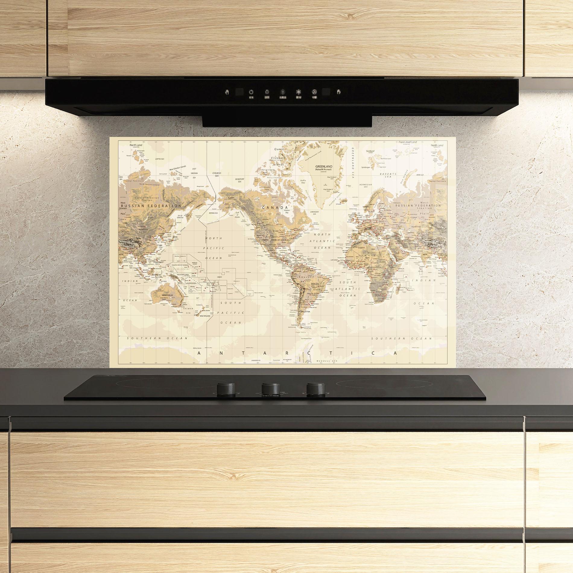 Panou Sticla Bucatarie Old Canada Map mockup 3