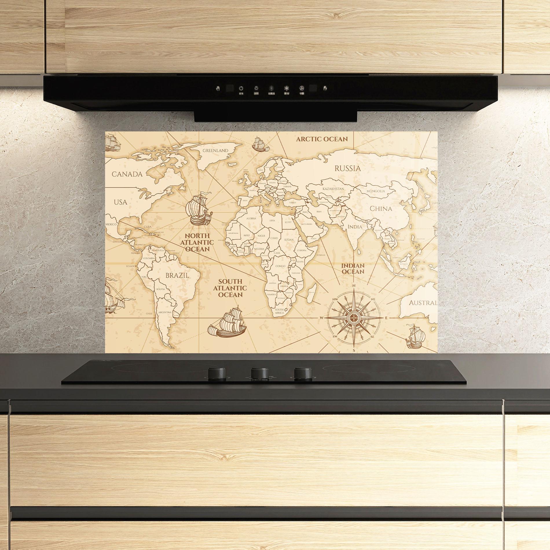 Panou Sticla Bucatarie Pirate Cream Map mockup 3