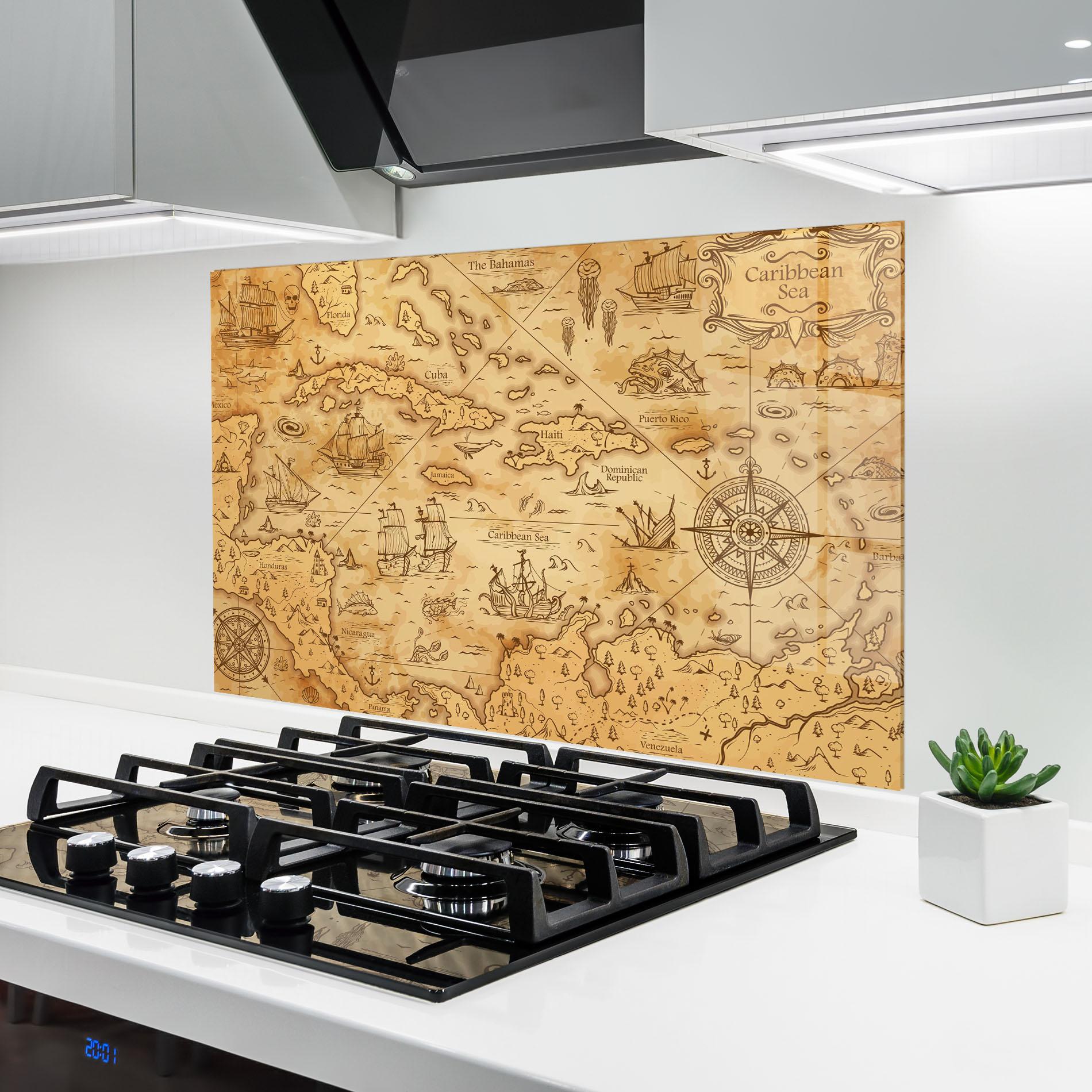 Panou Sticla Bucatarie Caribbean Sea mockup 6