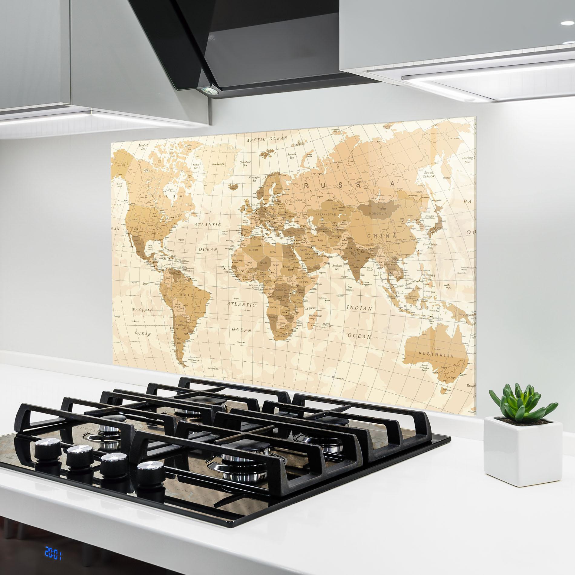 Panou Sticla Bucatarie Cream Color Map mockup 6