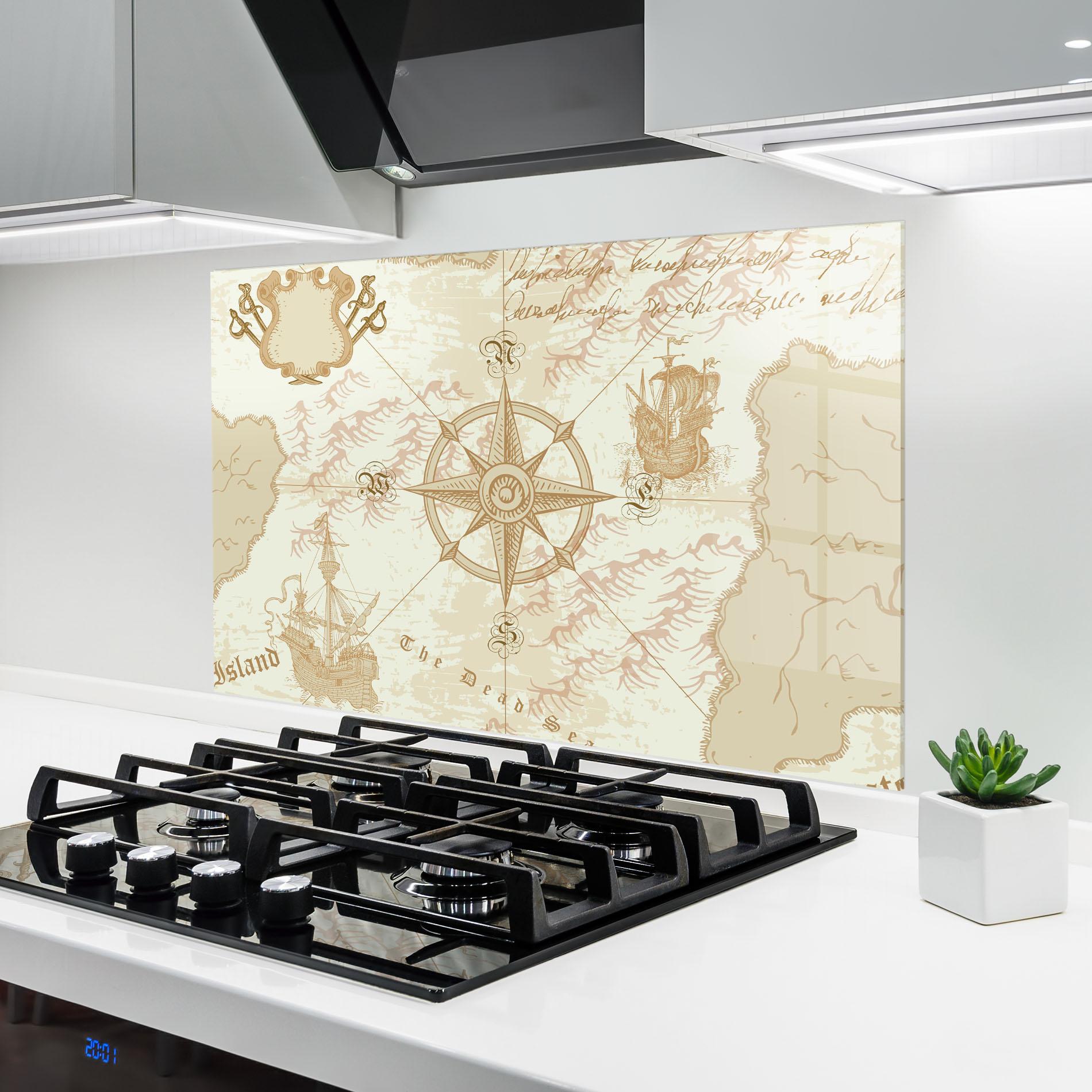 Panou Sticla Bucatarie Cream Compass mockup 6