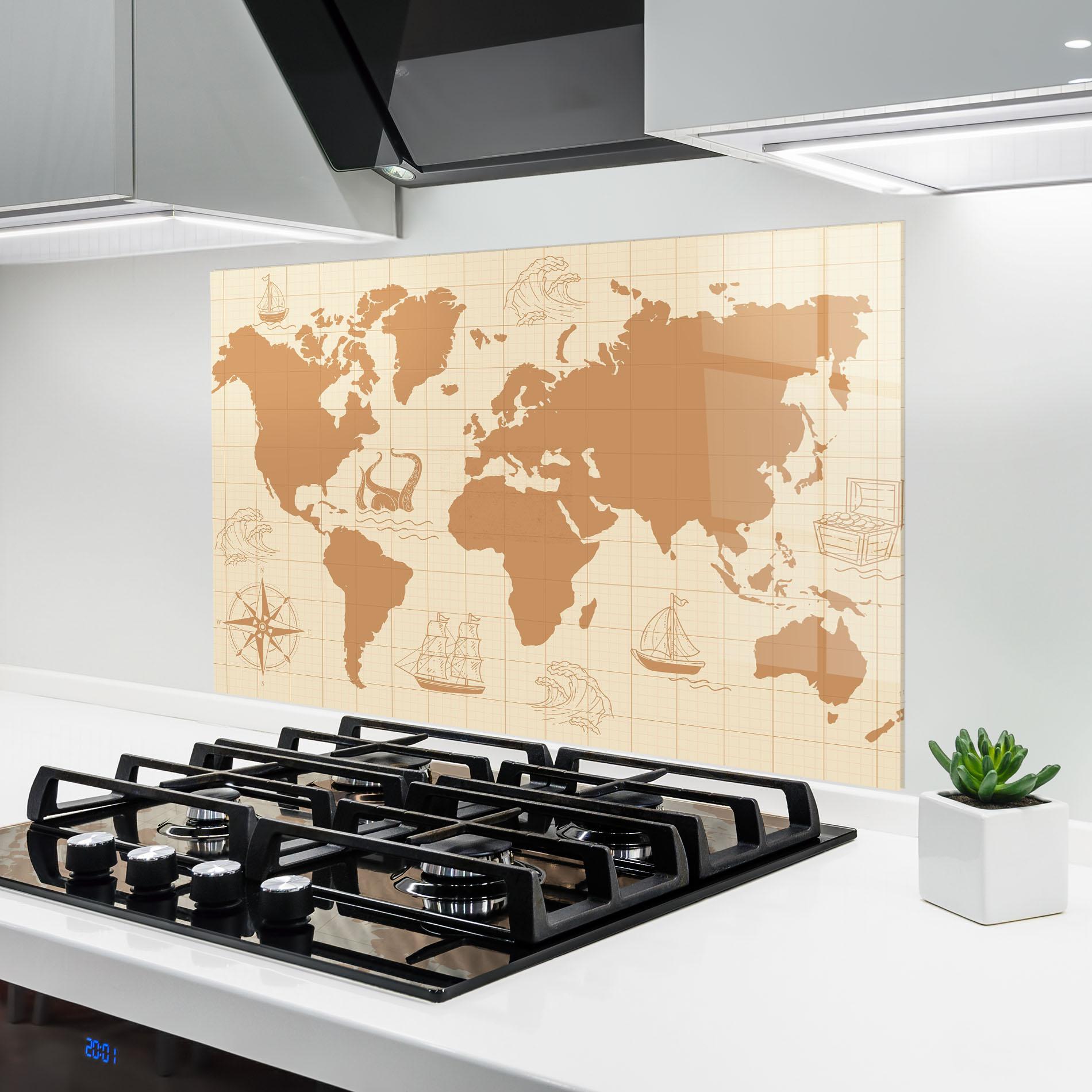 Panou Sticla Bucatarie Light Cream Map mockup 6