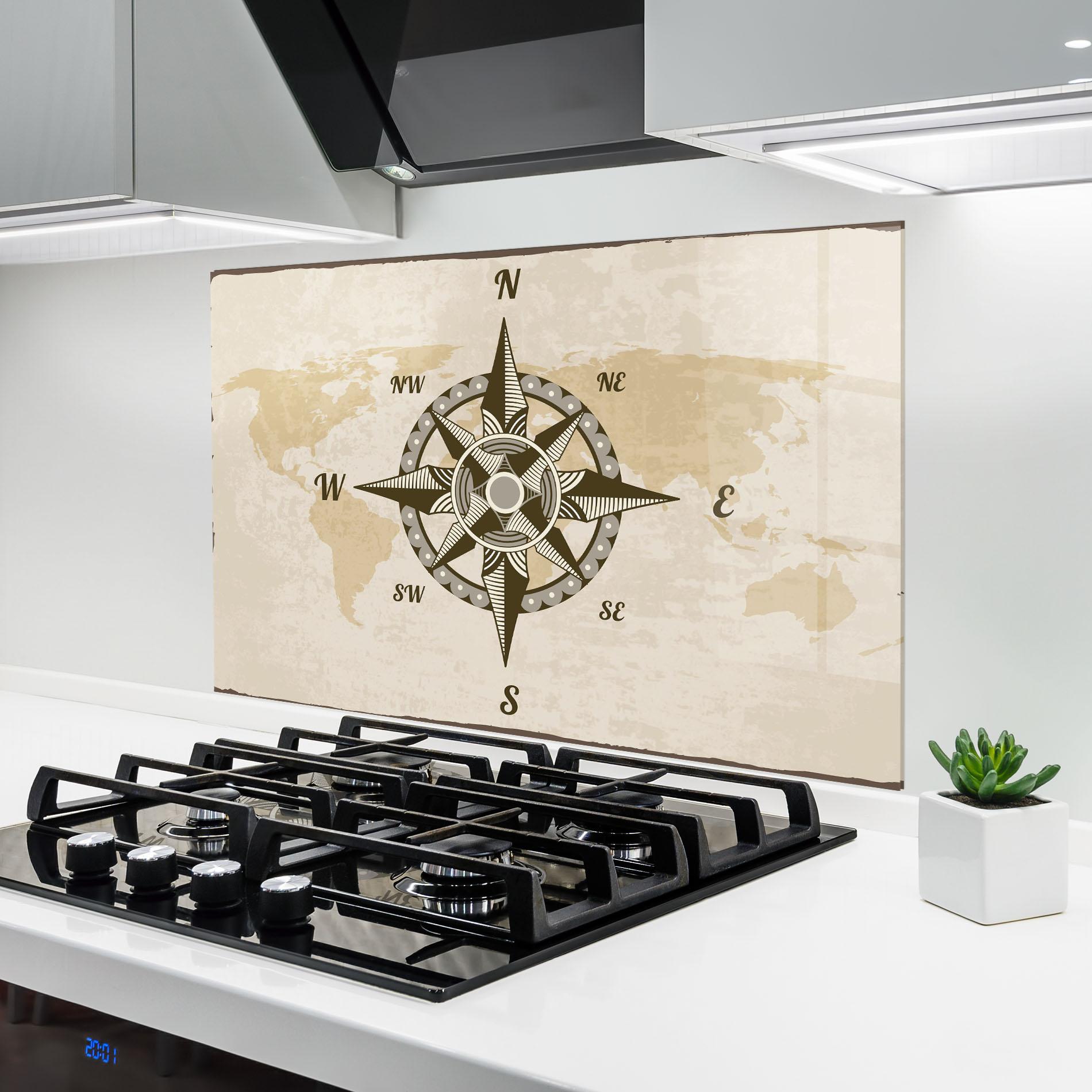 Panou Sticla Bucatarie Nautical Compass mockup 6