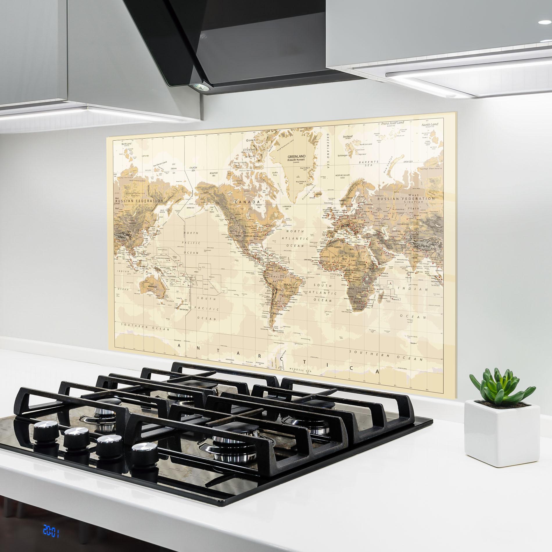 Panou Sticla Bucatarie Old Canada Map mockup 6