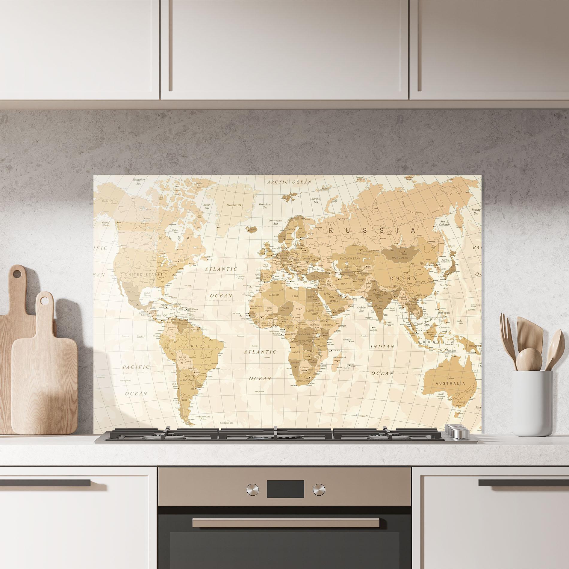 Panou Sticla Bucatarie Cream Color Map mockup 7