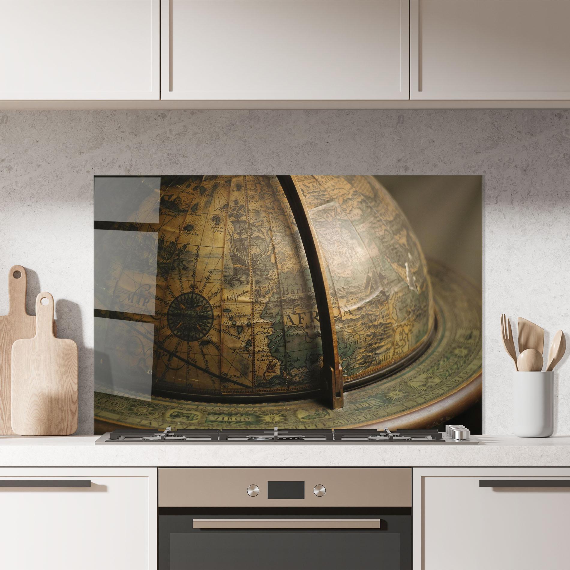 Panou Sticla Bucatarie Globe Map mockup 7