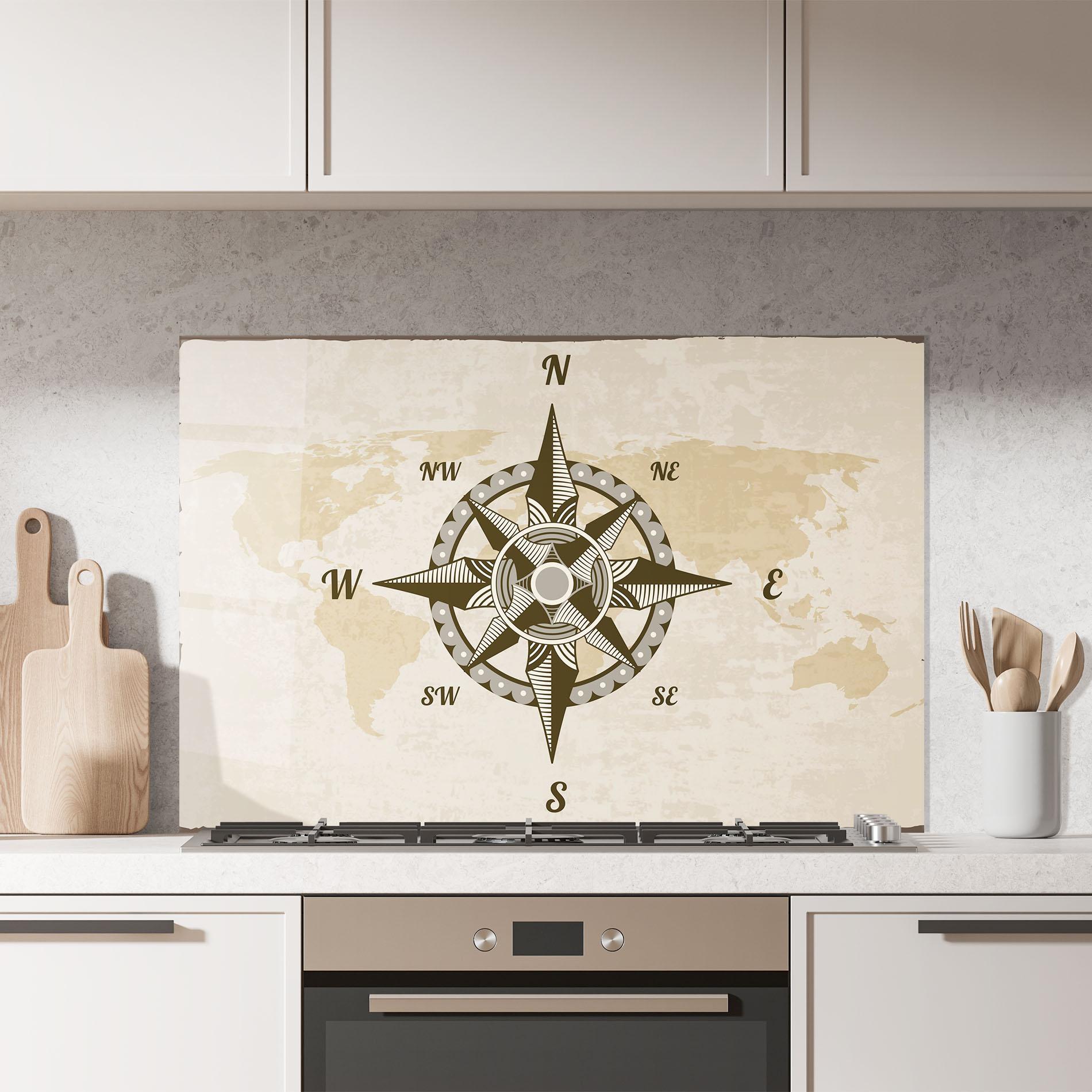Panou Sticla Bucatarie Nautical Compass mockup 7