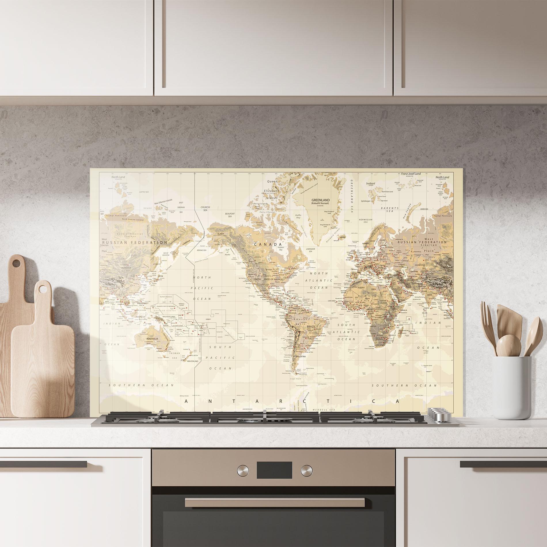 Panou Sticla Bucatarie Old Canada Map mockup 7