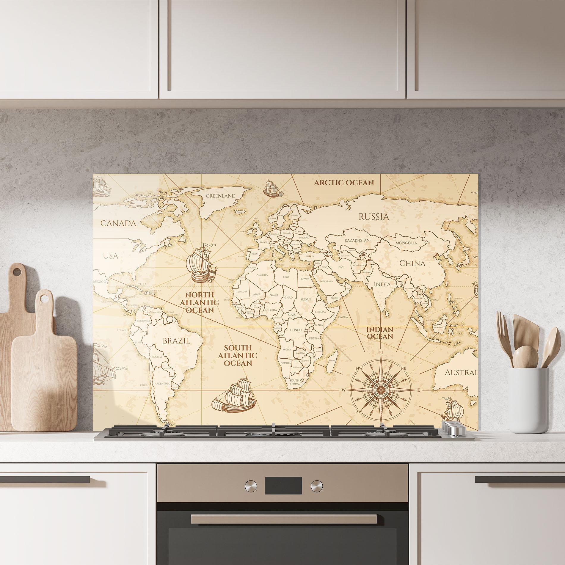 Panou Sticla Bucatarie Pirate Cream Map mockup 7