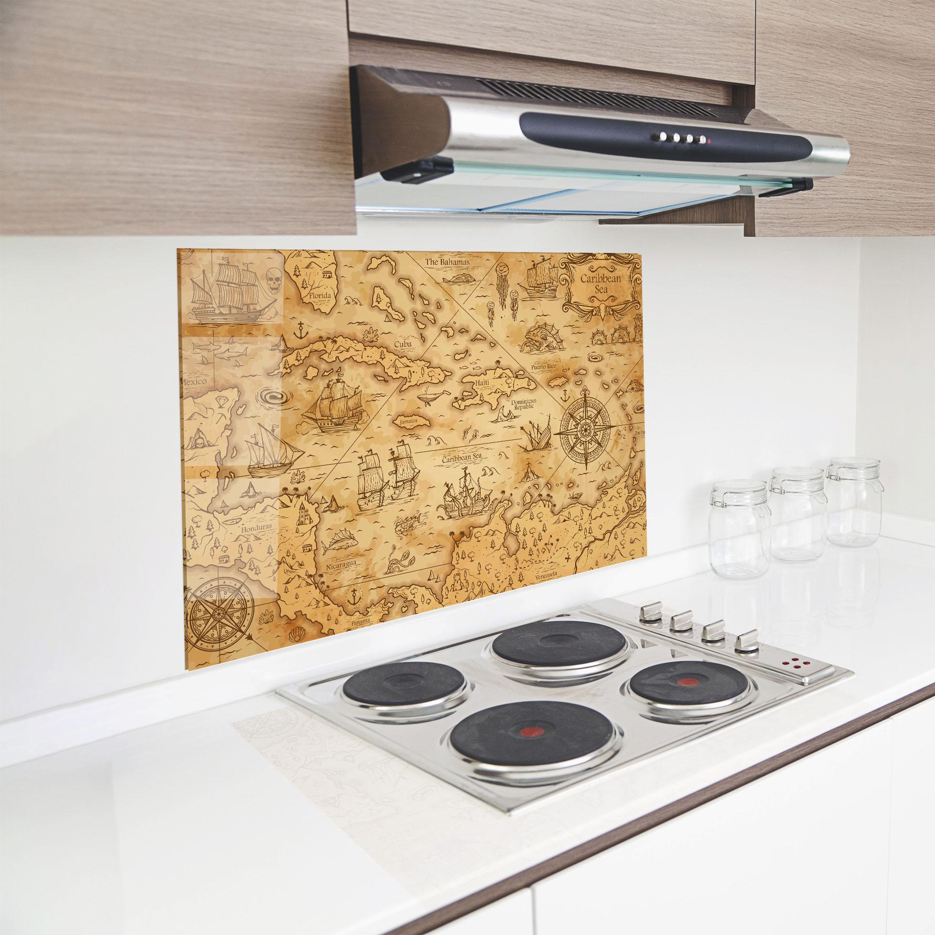 Panou Sticla Bucatarie Caribbean Sea mockup 8