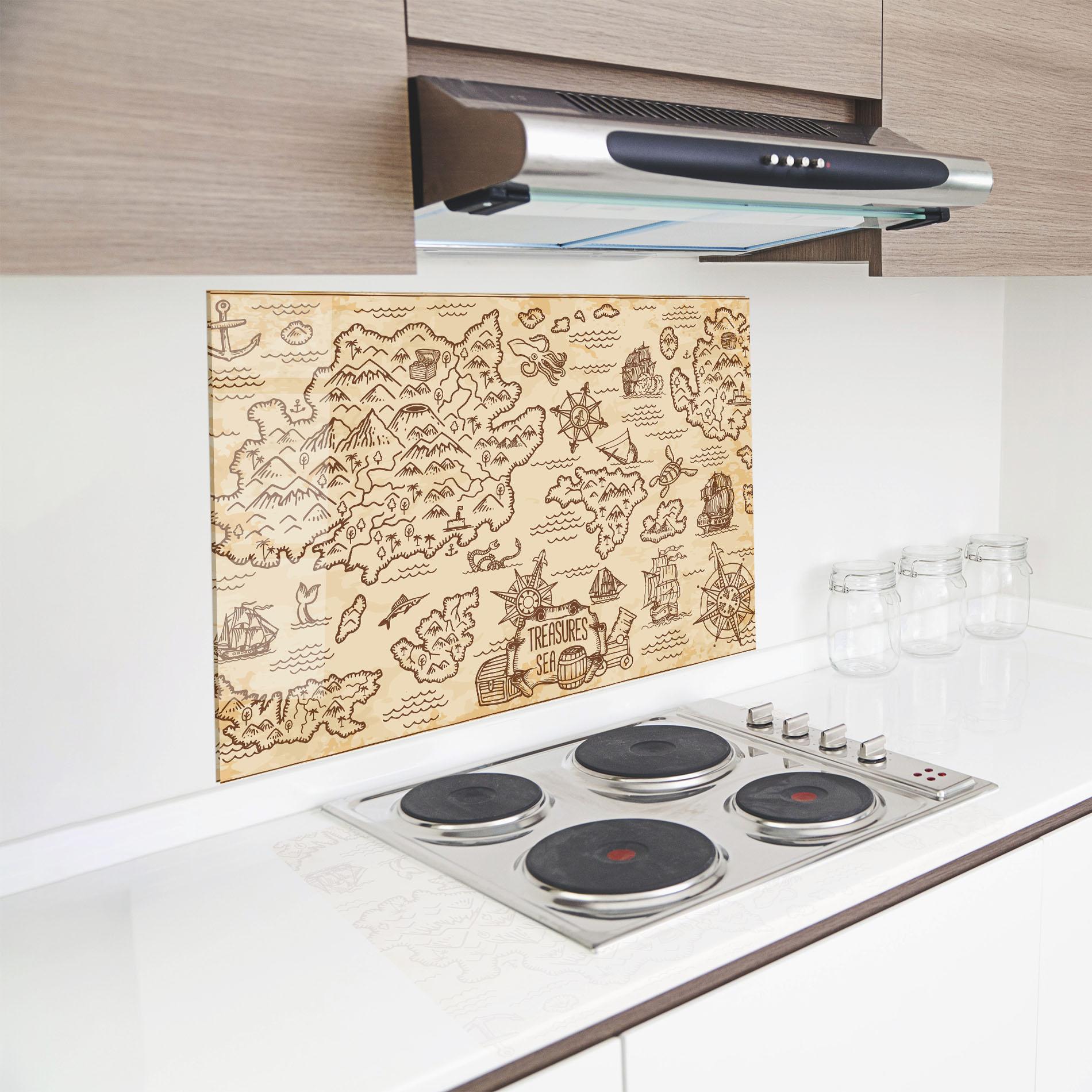 Panou Sticla Bucatarie Cream Coffee Map mockup 8