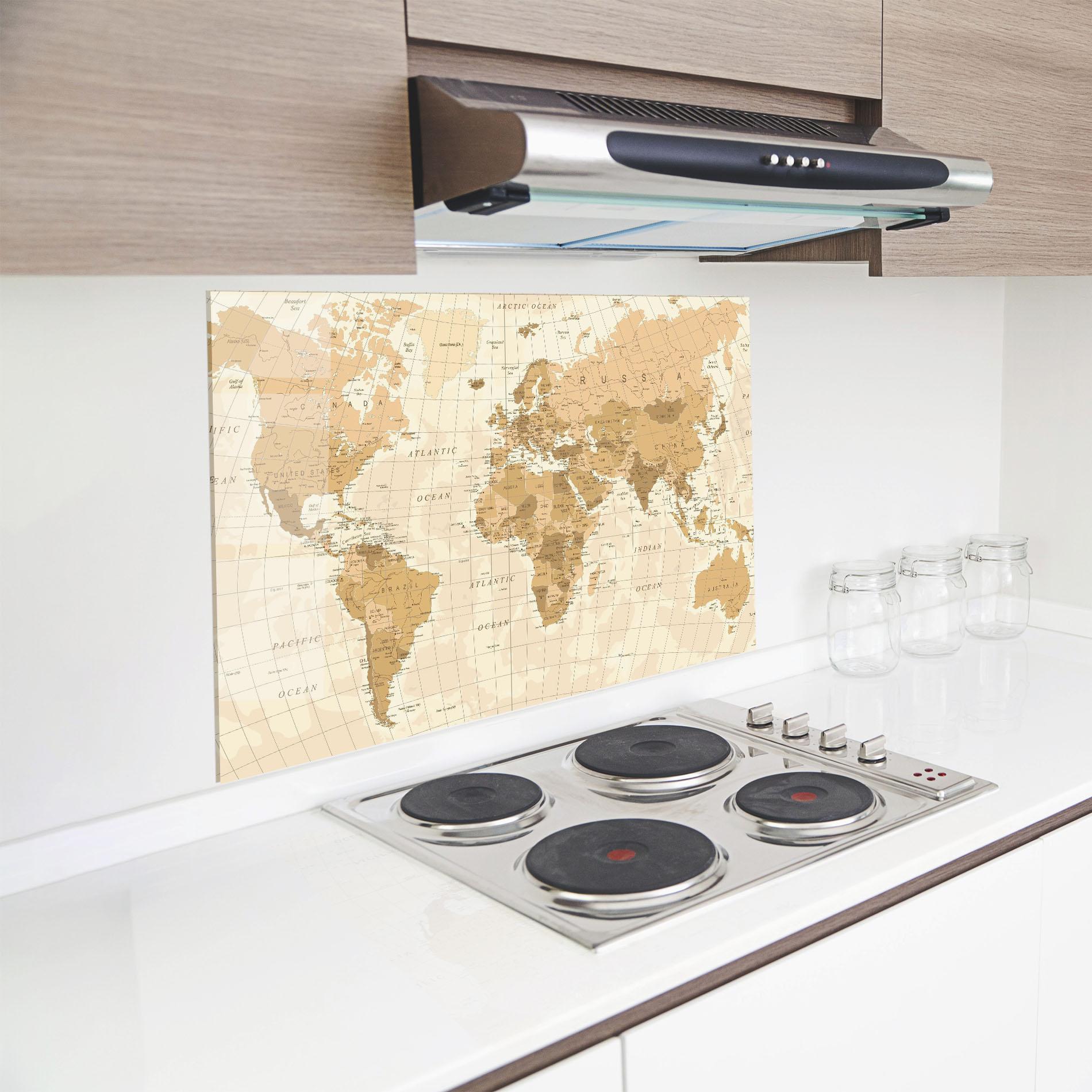 Panou Sticla Bucatarie Cream Color Map mockup 8