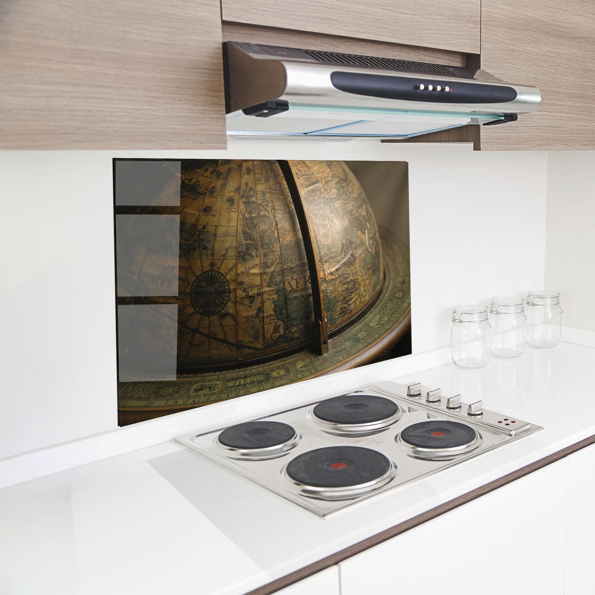 Panou Sticla Bucatarie Globe Map mockup 8
