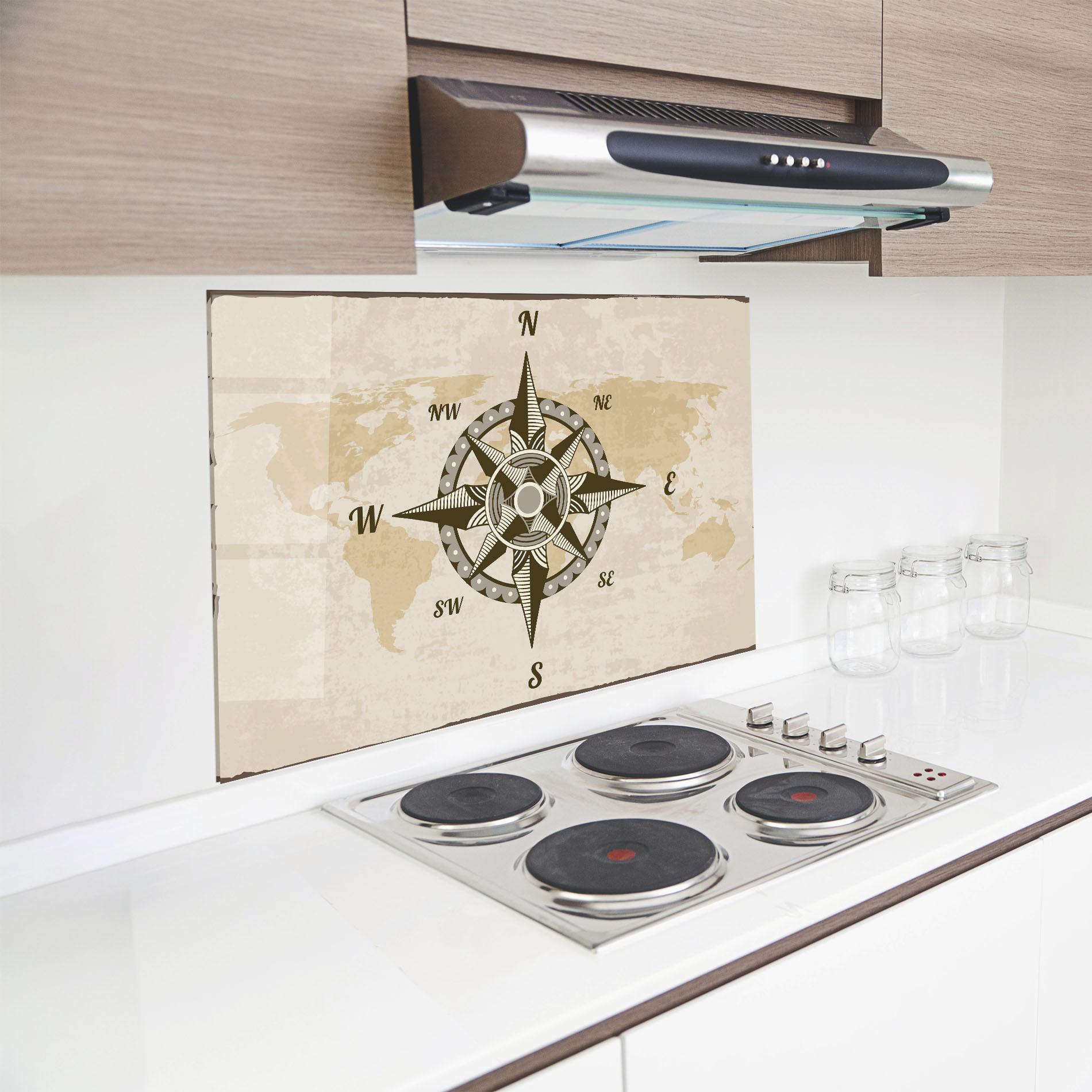 Panou Sticla Bucatarie Nautical Compass mockup 8