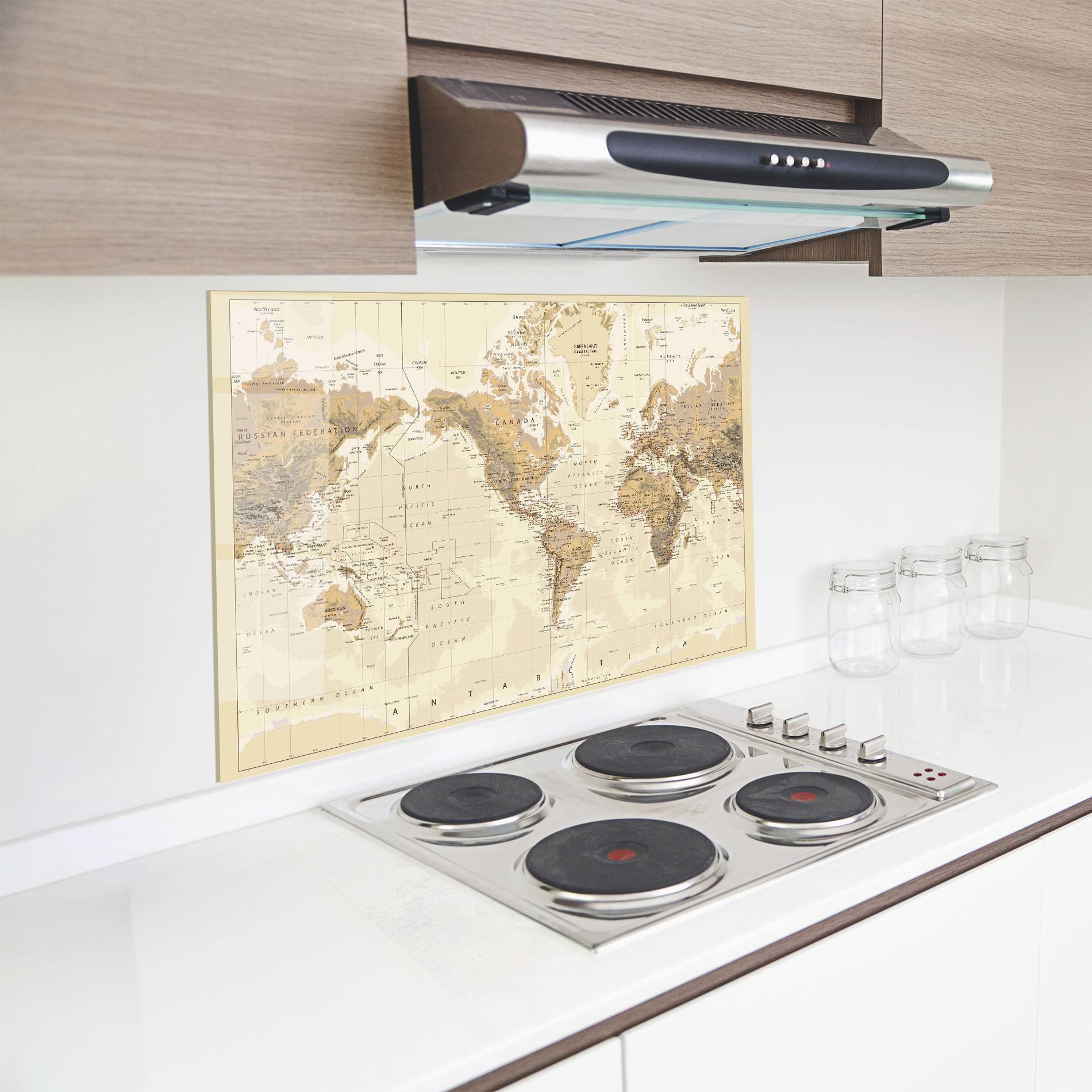 Panou Sticla Bucatarie Old Canada Map mockup 8