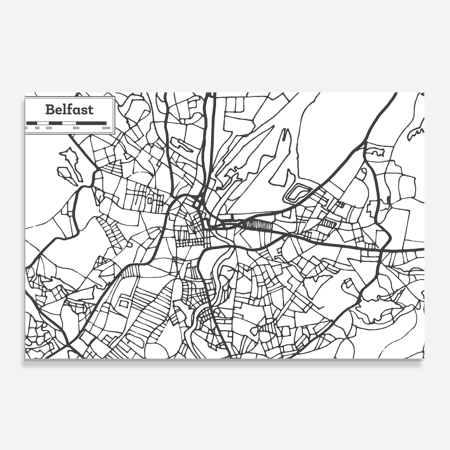Panou Sticla Bucatarie Belfast Map mockup 0