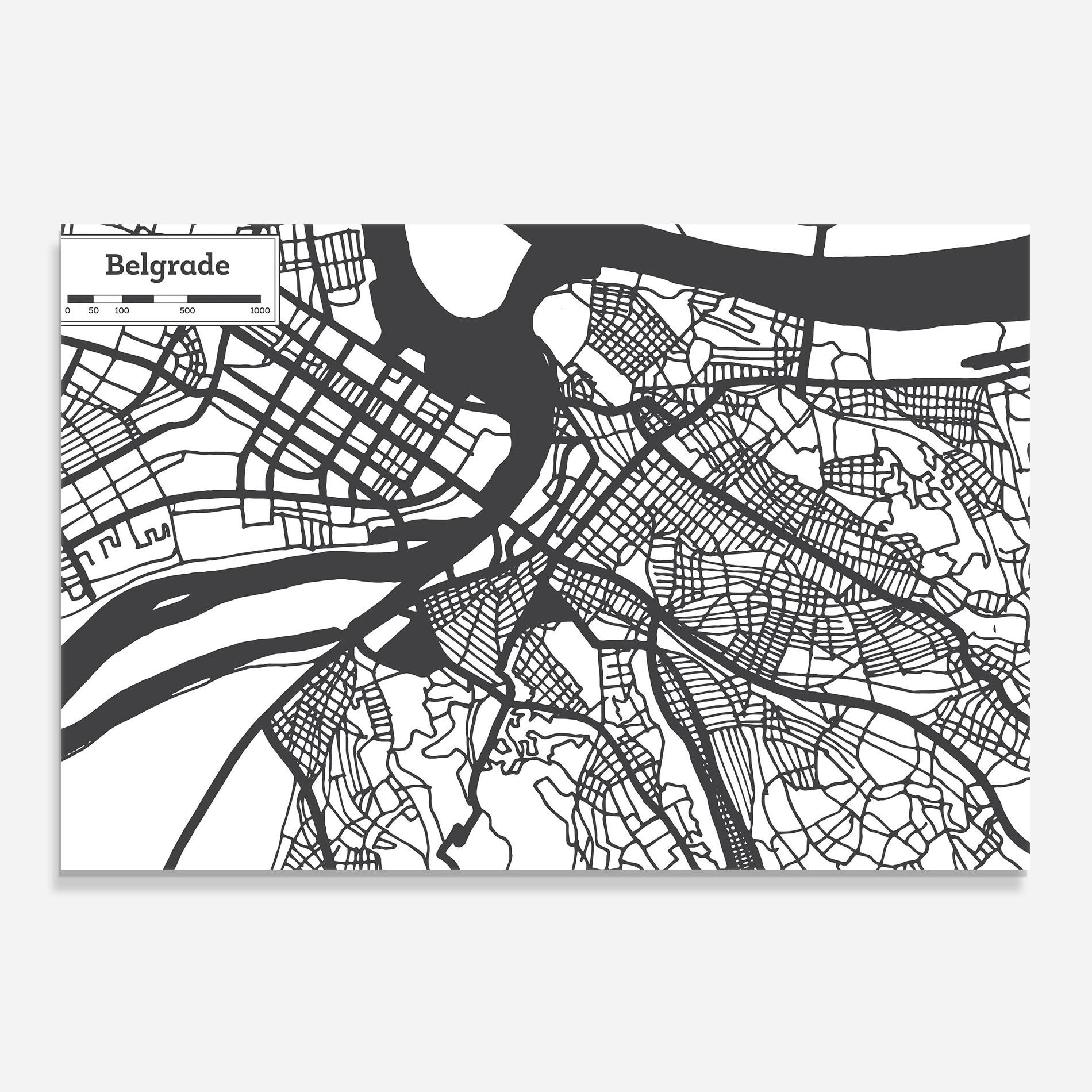 Panou Sticla Bucatarie Belgrade Map mockup 0