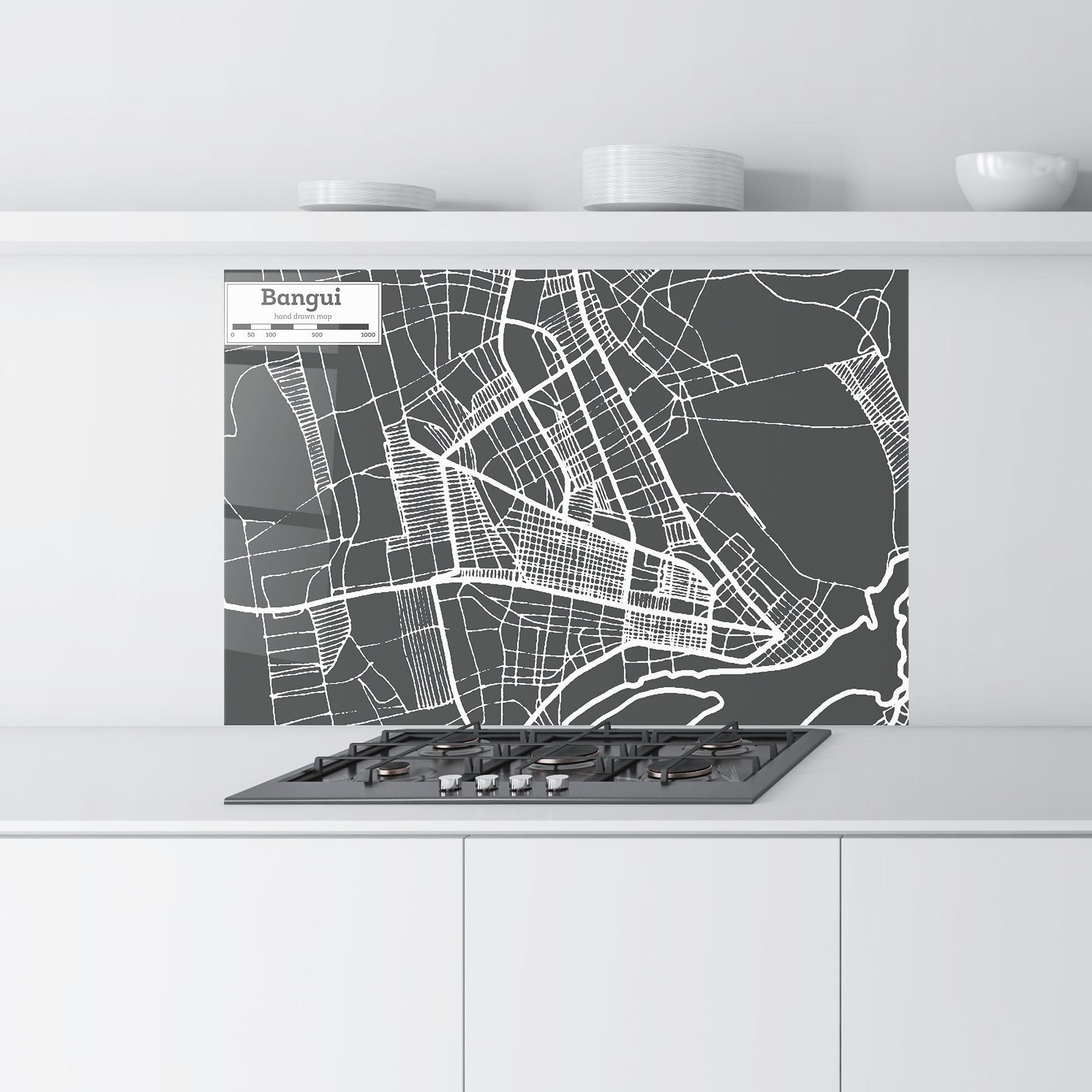 Panou Sticla Bucatarie Bangui Map mockup 9