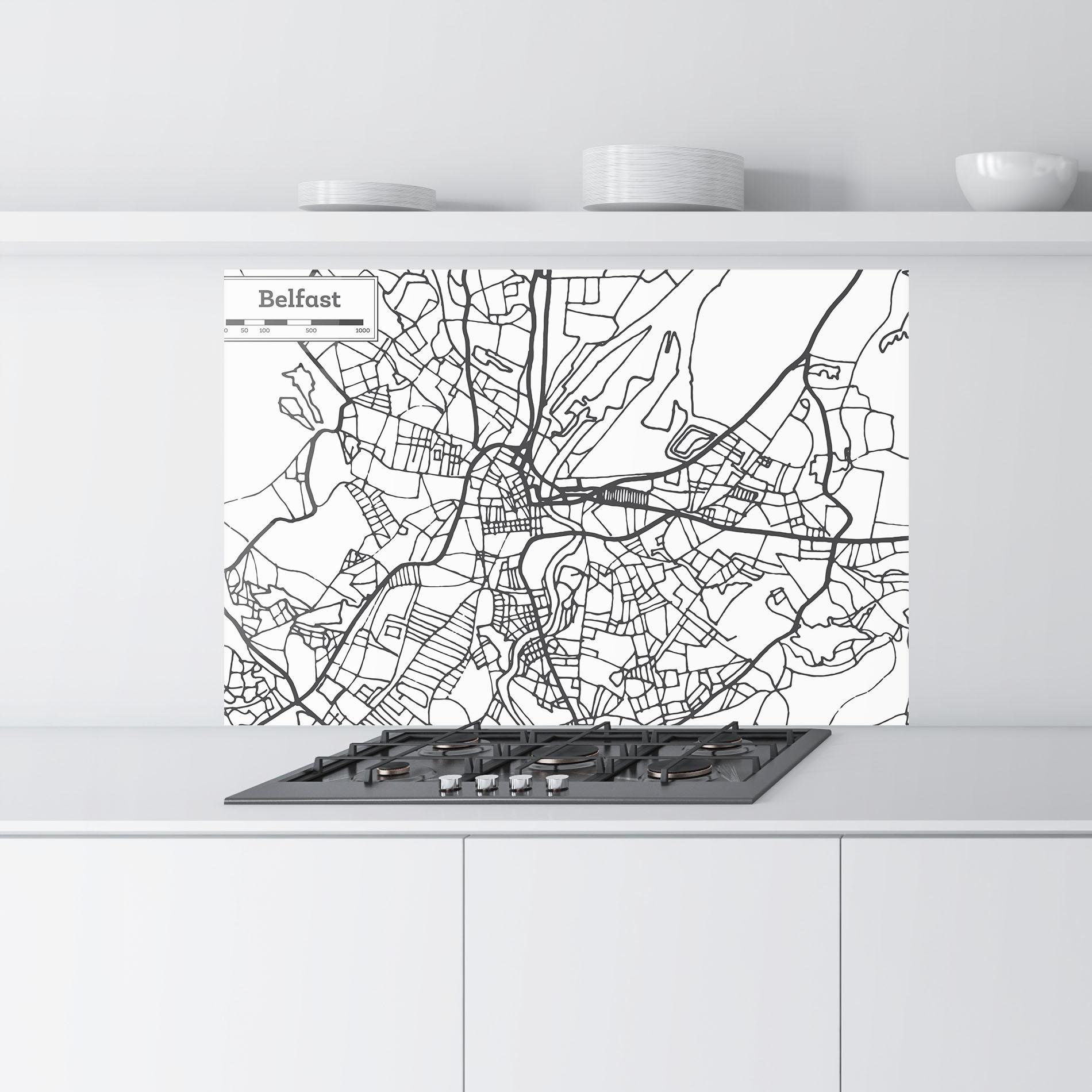 Panou Sticla Bucatarie Belfast Map mockup 9