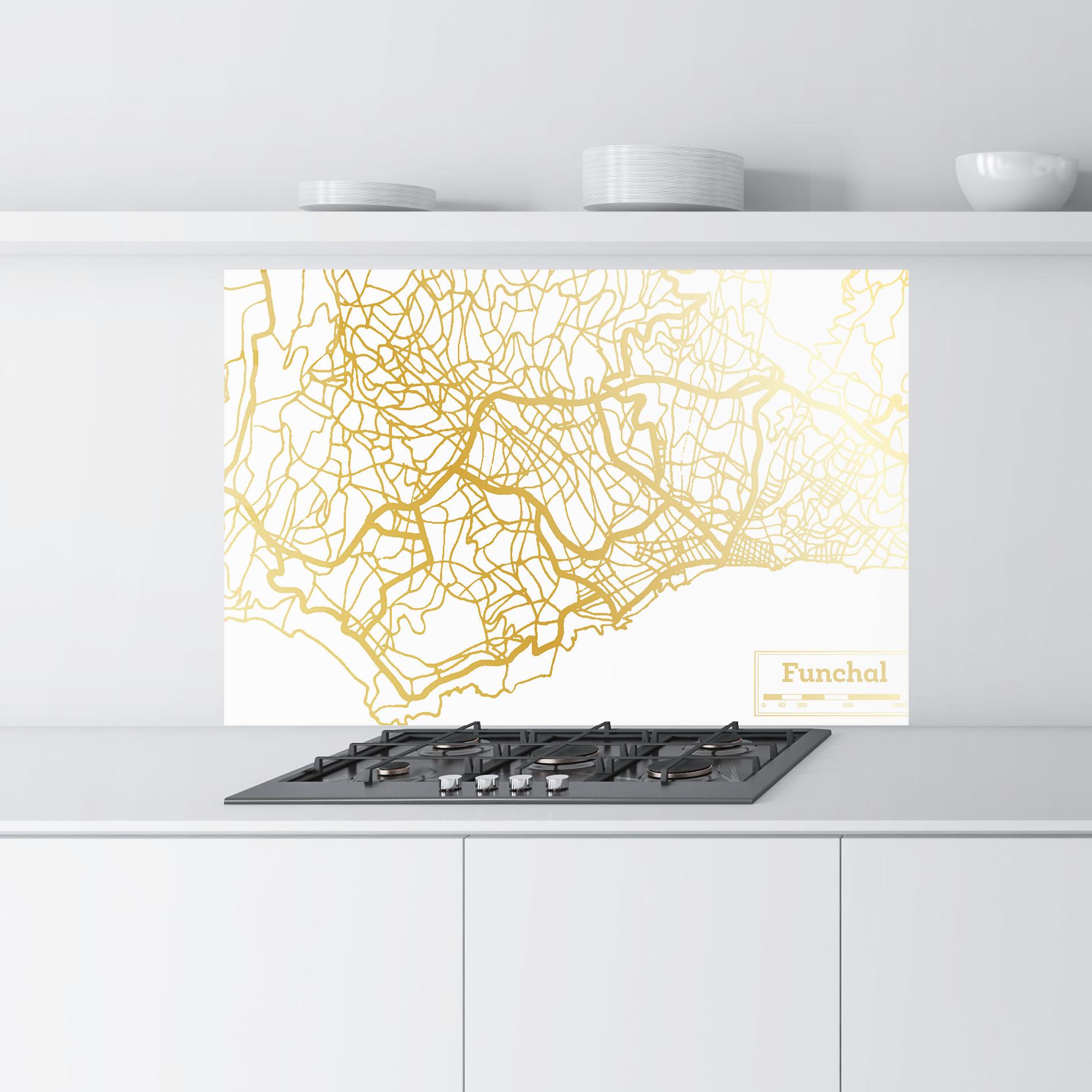 Panou Sticla Bucatarie Funchal Gold Map mockup 9