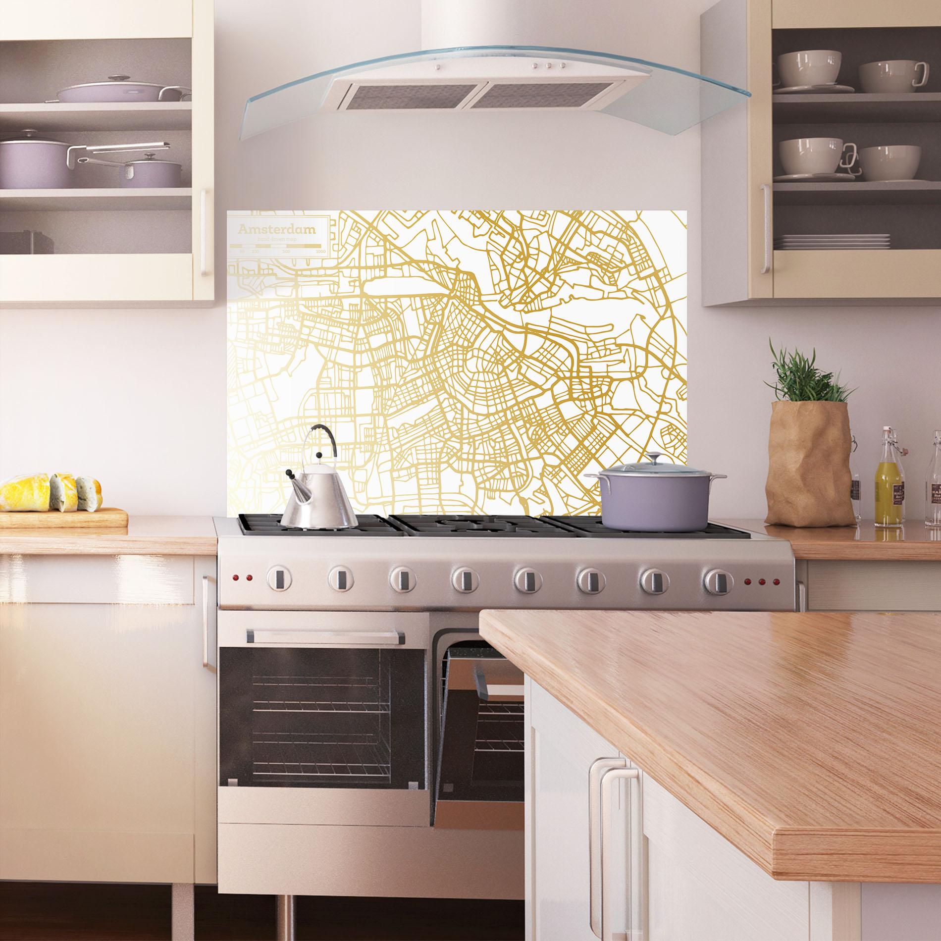 Panou Sticla Bucatarie Amsterdam Gold Map mockup 1