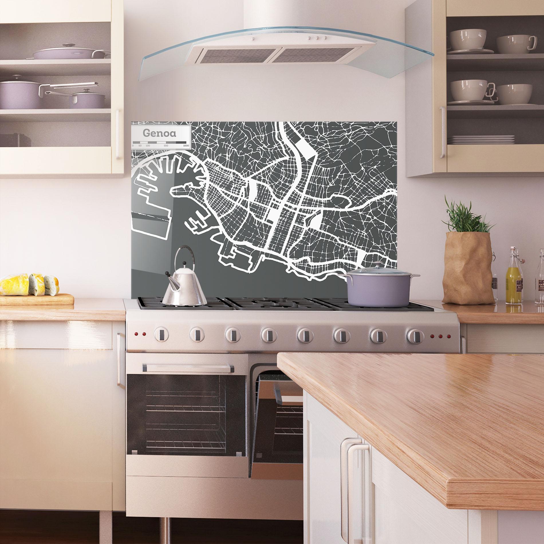 Panou Sticla Bucatarie Genoa Map mockup 1