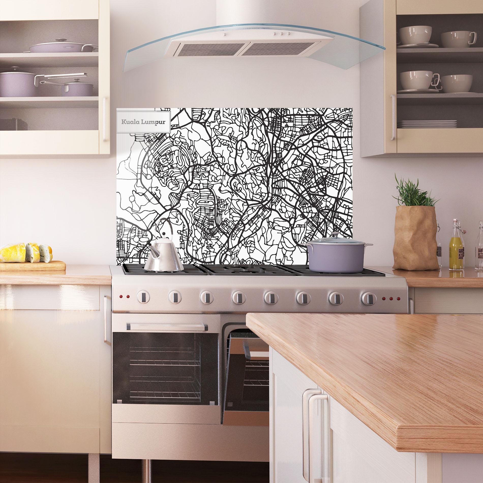 Panou Sticla Bucatarie Kuala Lumpur Map mockup 1