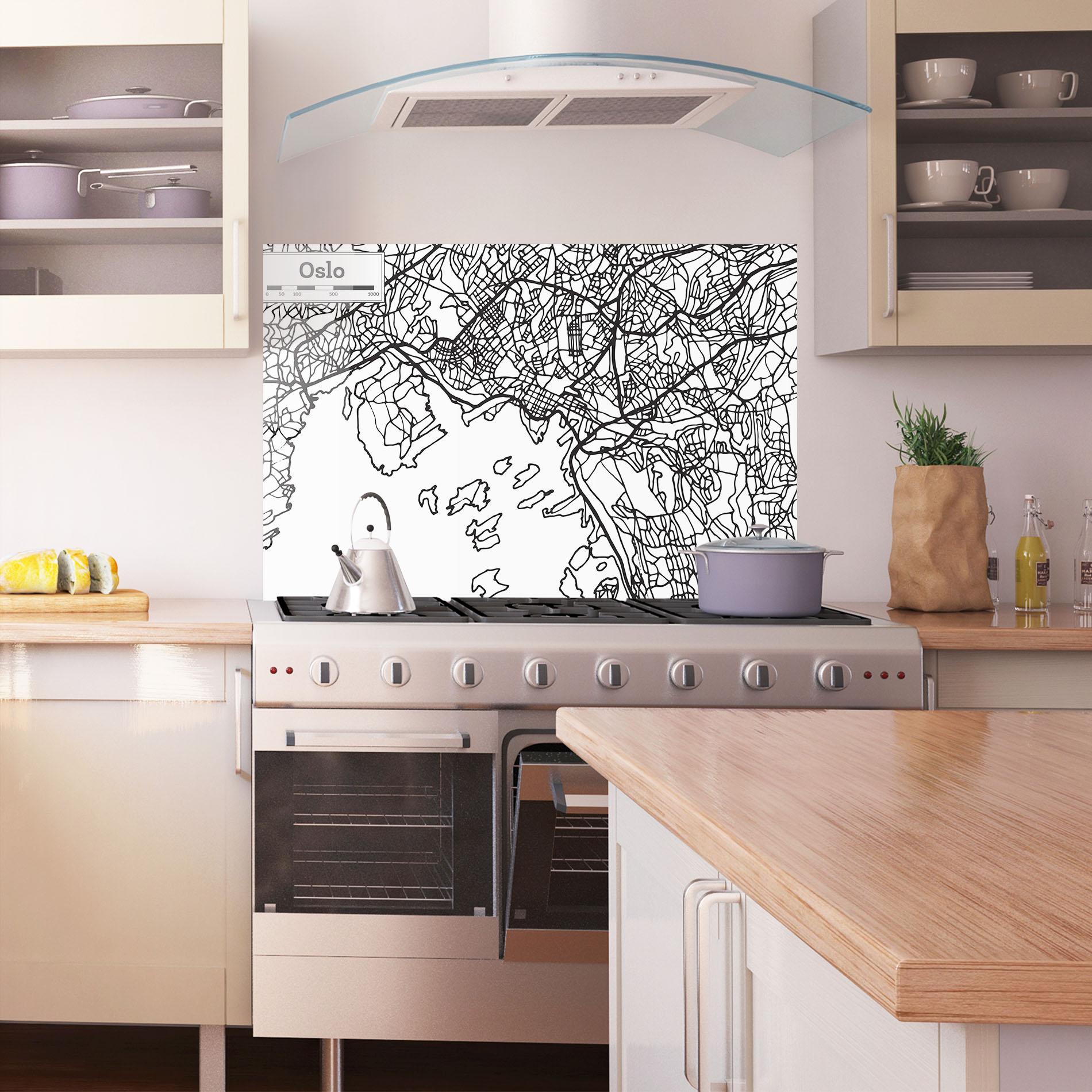 Panou Sticla Bucatarie Oslo Map mockup 1
