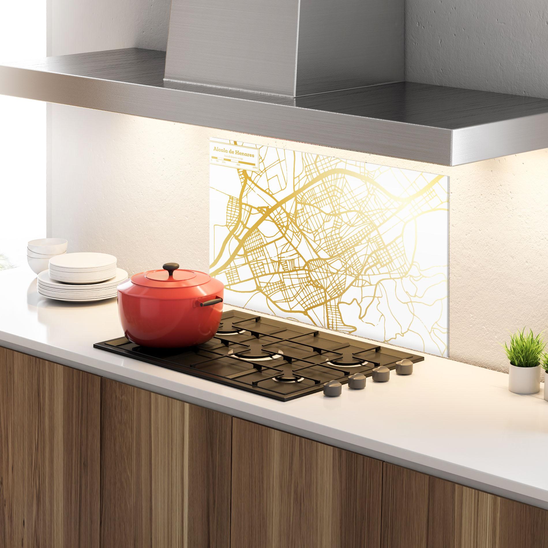 Panou Sticla Bucatarie Alcala De Henares Map mockup 4