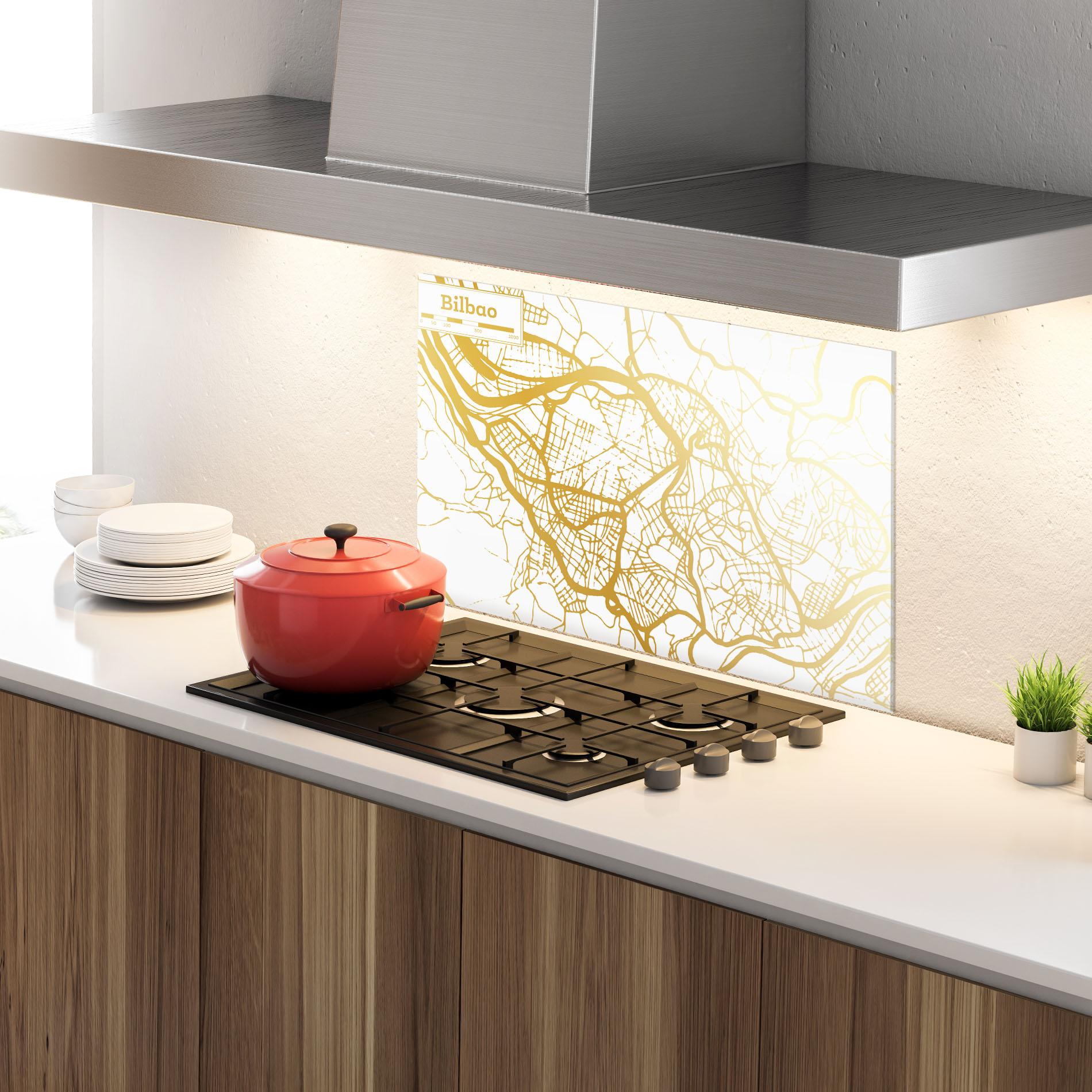 Panou Sticla Bucatarie Bilbao Gold Map mockup 4