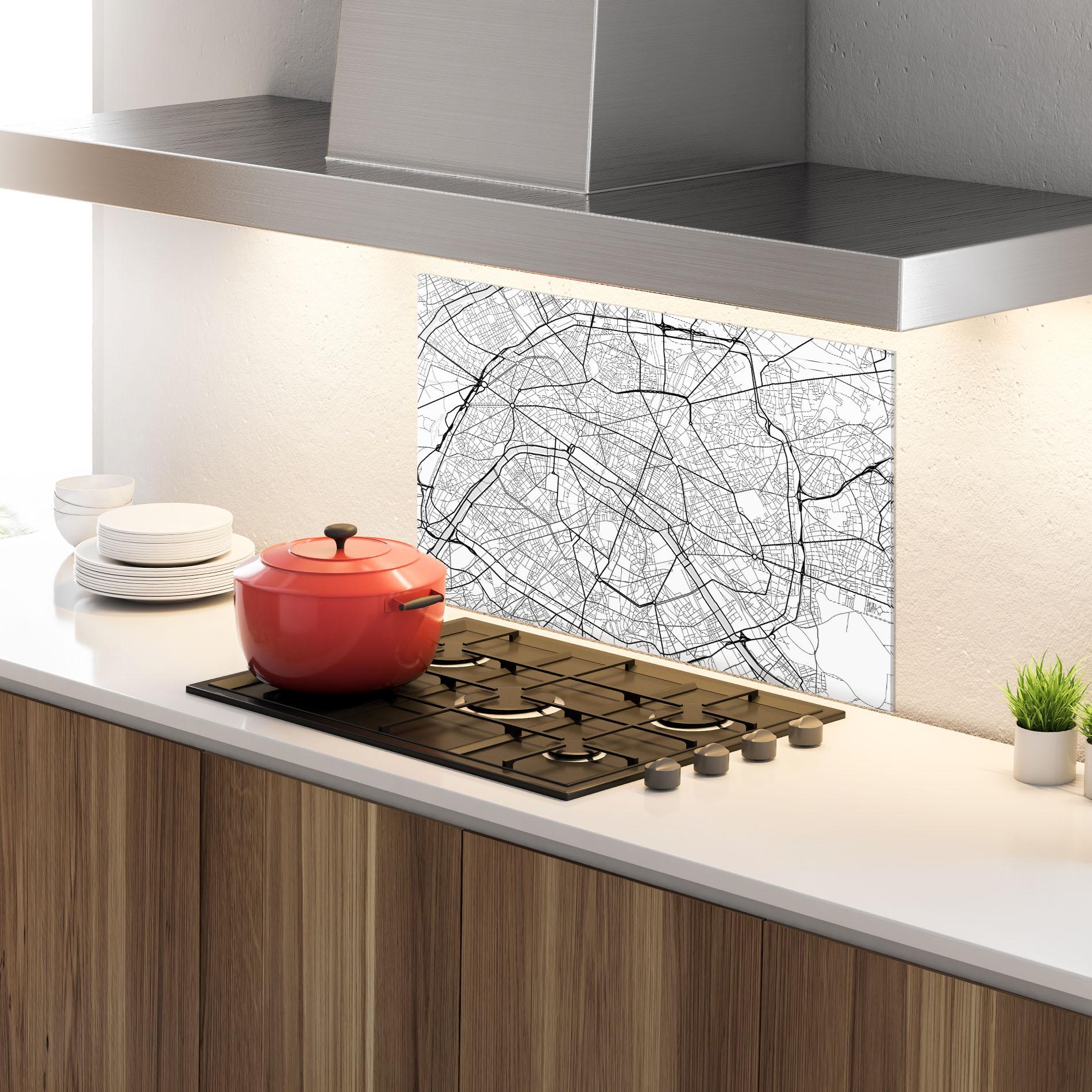 Panou Sticla Bucatarie City Black Line mockup 4