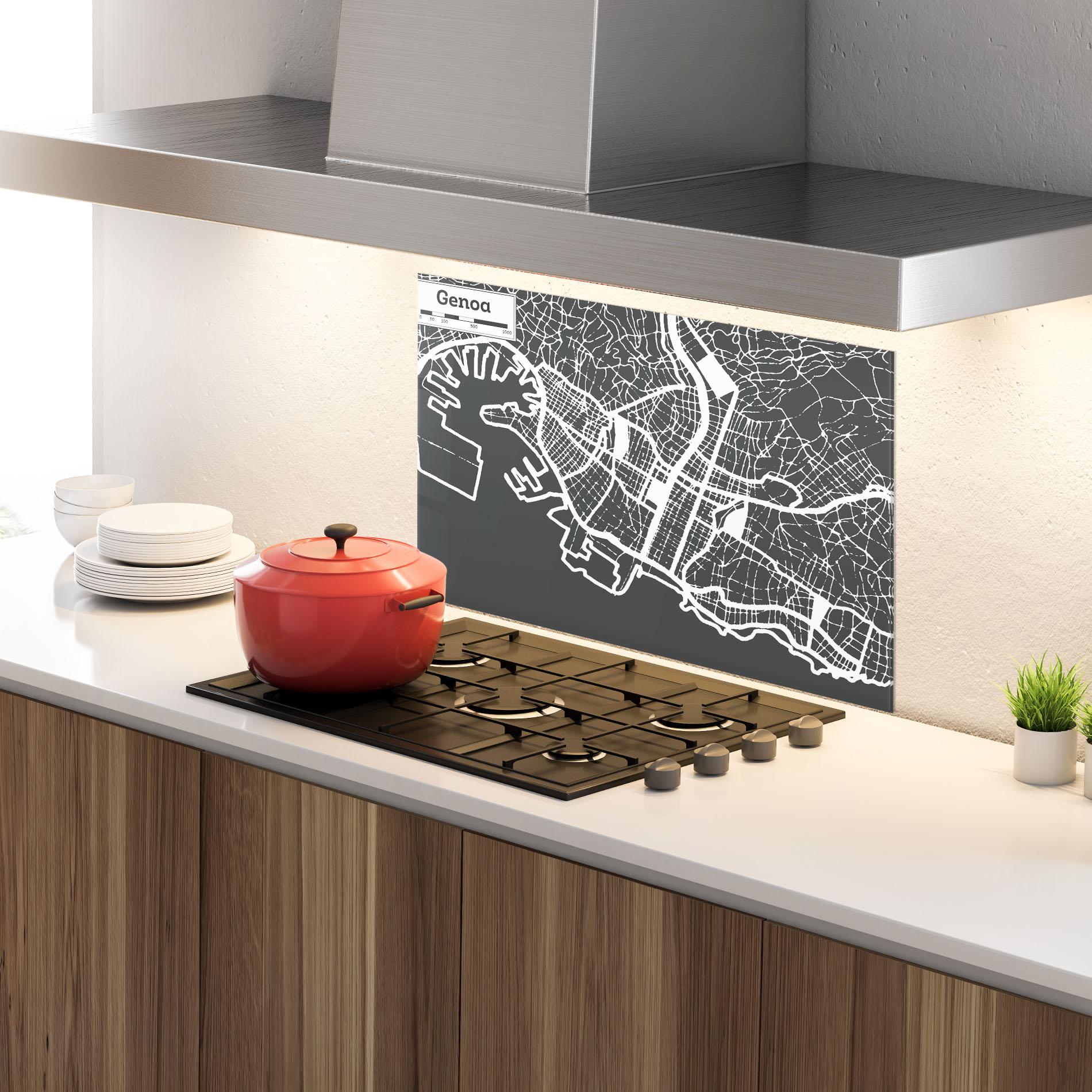 Panou Sticla Bucatarie Genoa Map mockup 4