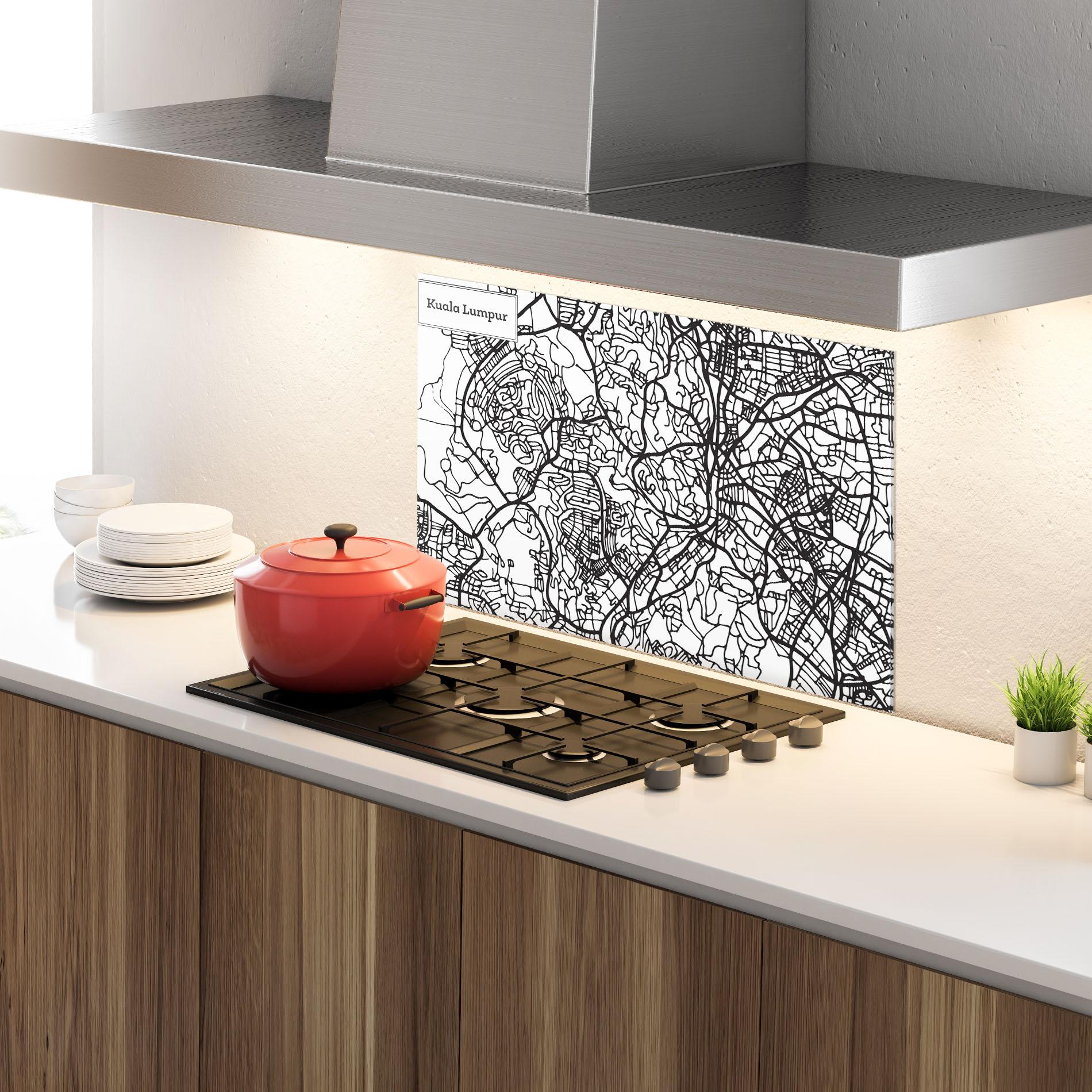 Panou Sticla Bucatarie Kuala Lumpur Map mockup 4