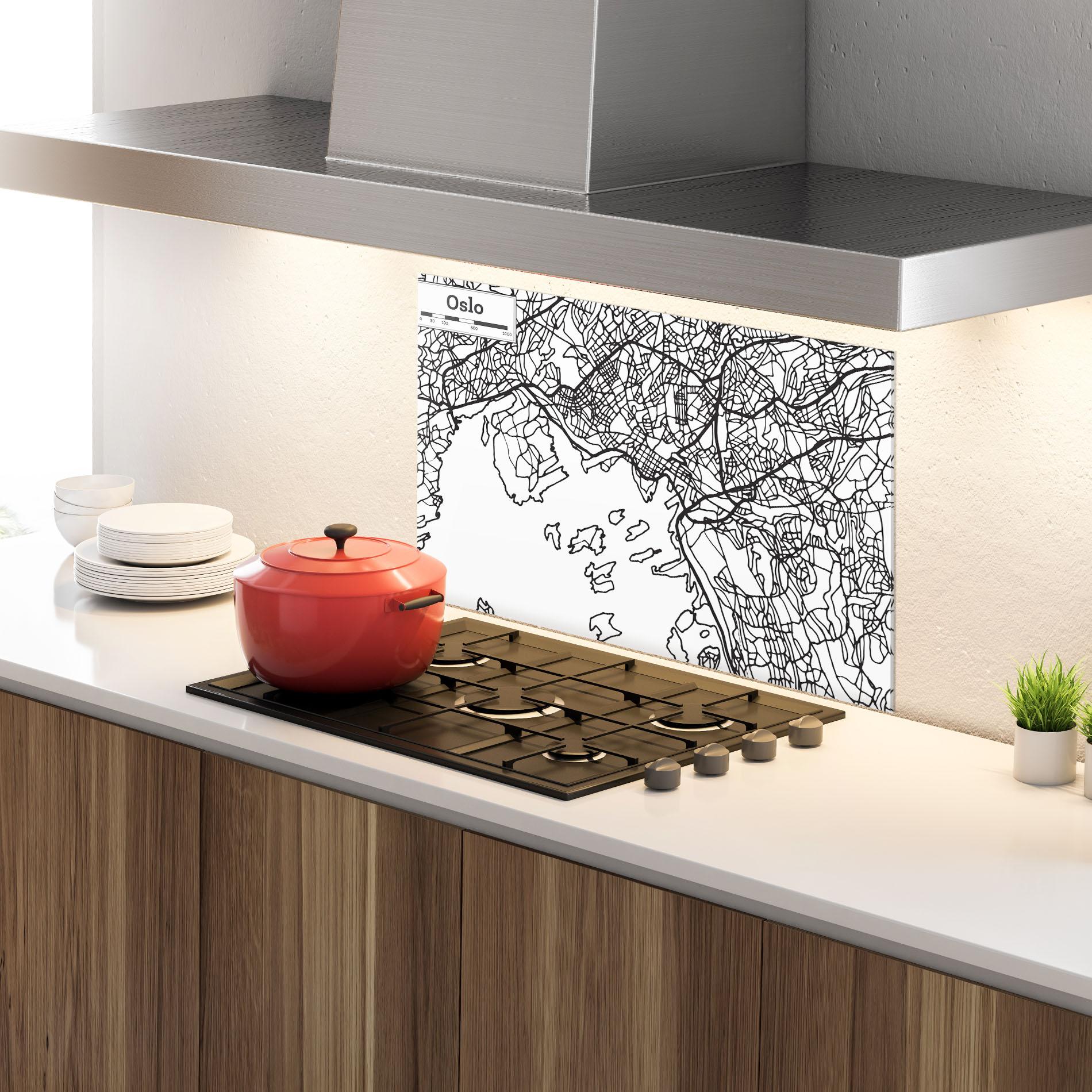 Panou Sticla Bucatarie Oslo Map mockup 4