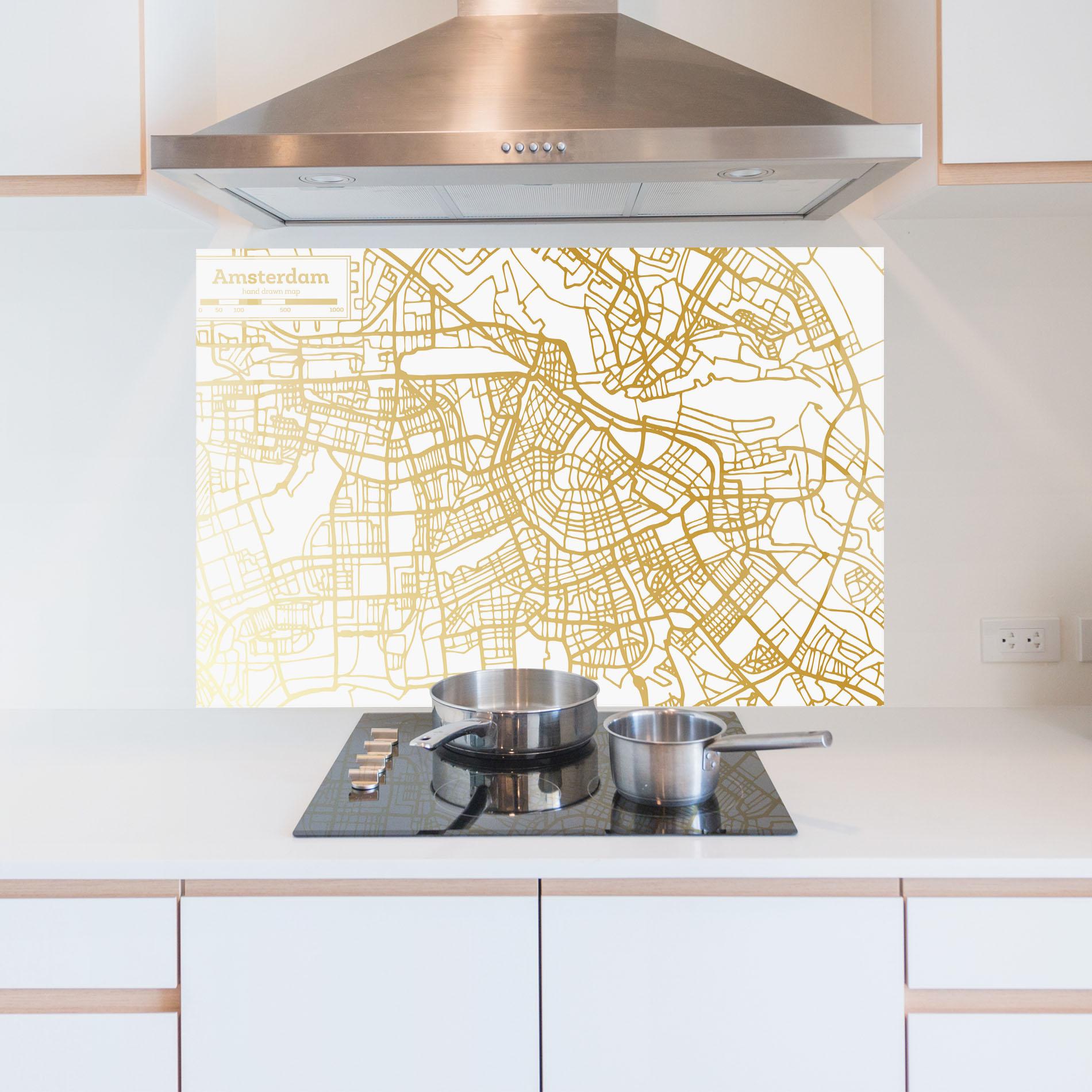 Panou Sticla Bucatarie Amsterdam Gold Map mockup 5