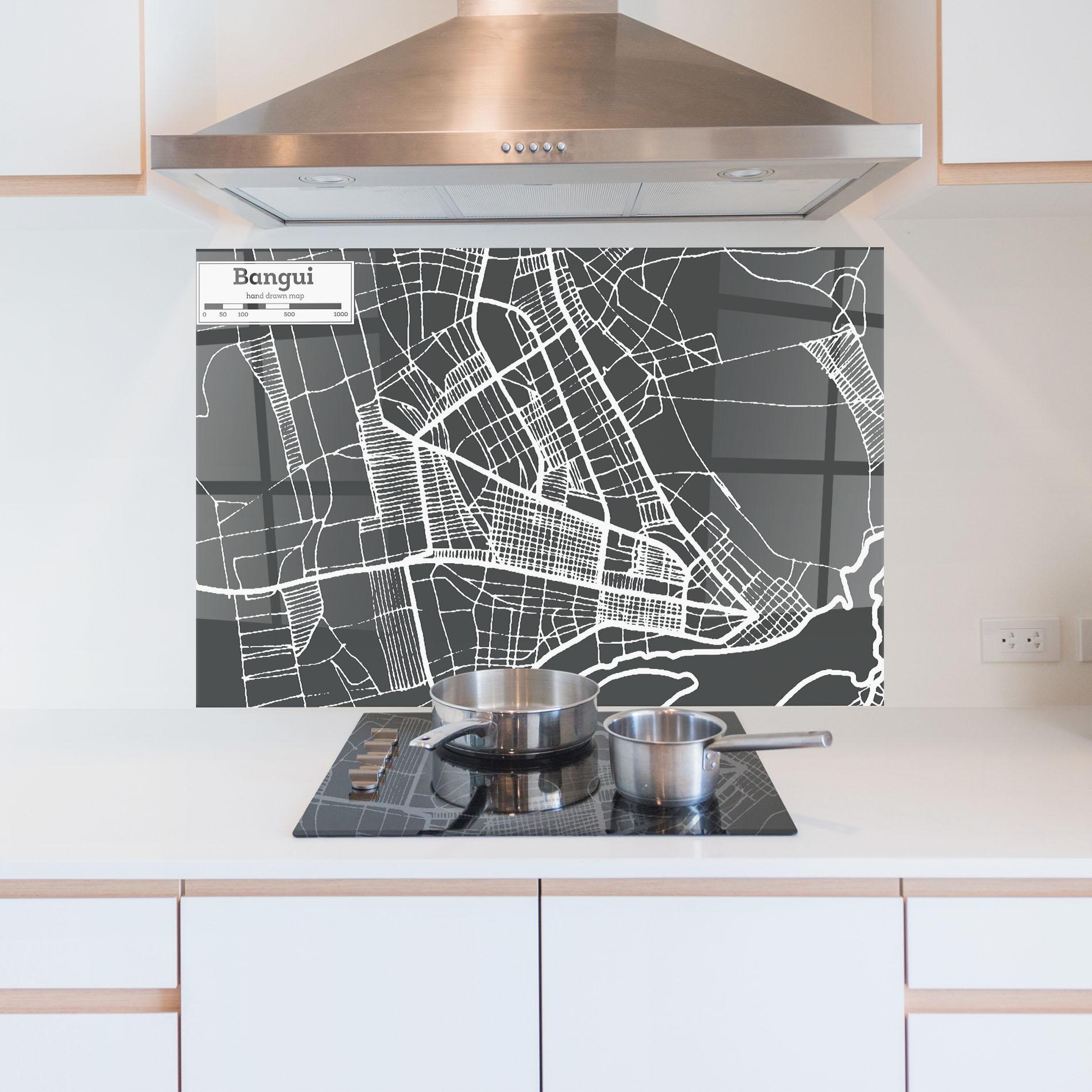 Panou Sticla Bucatarie Bangui Map mockup 5