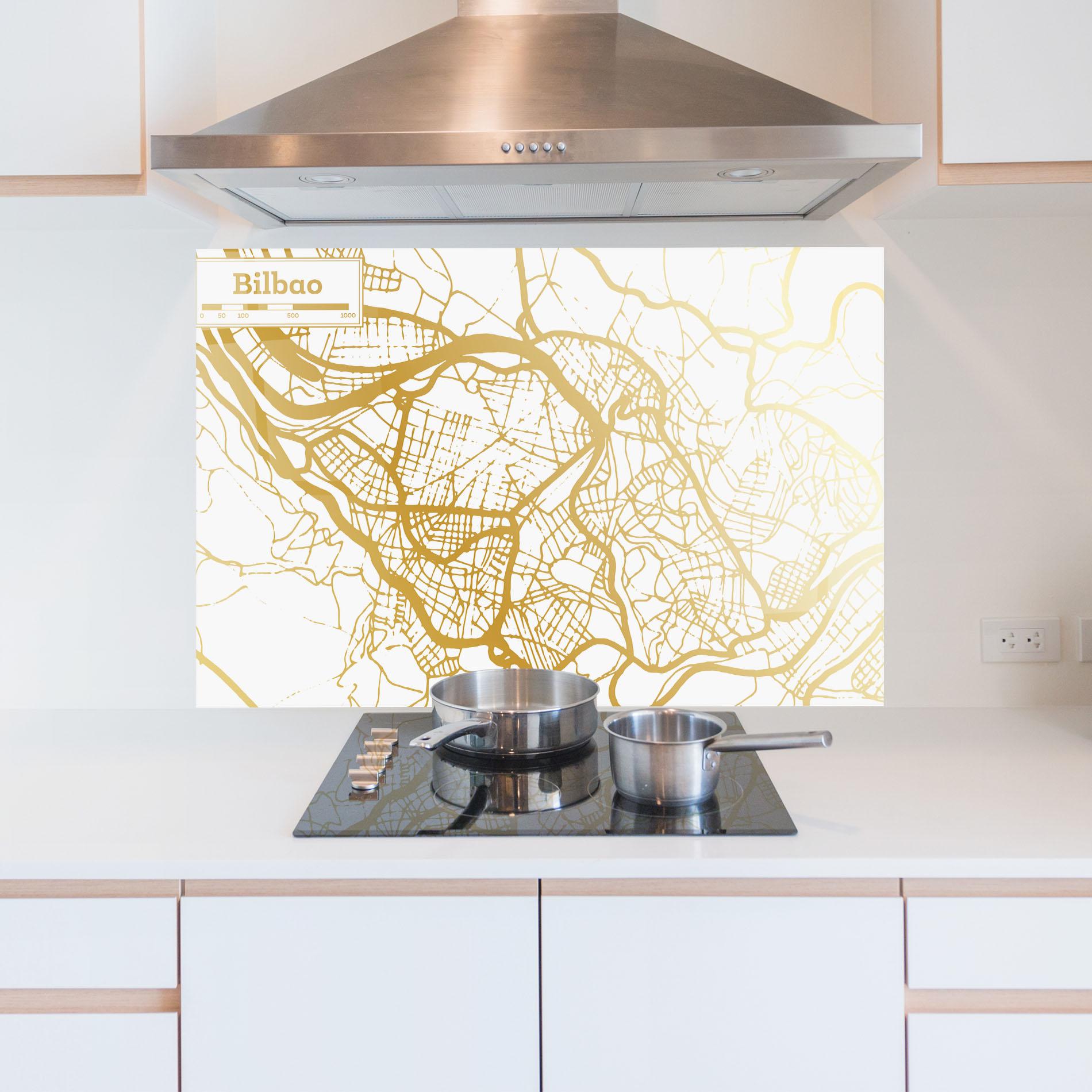 Panou Sticla Bucatarie Bilbao Gold Map mockup 5