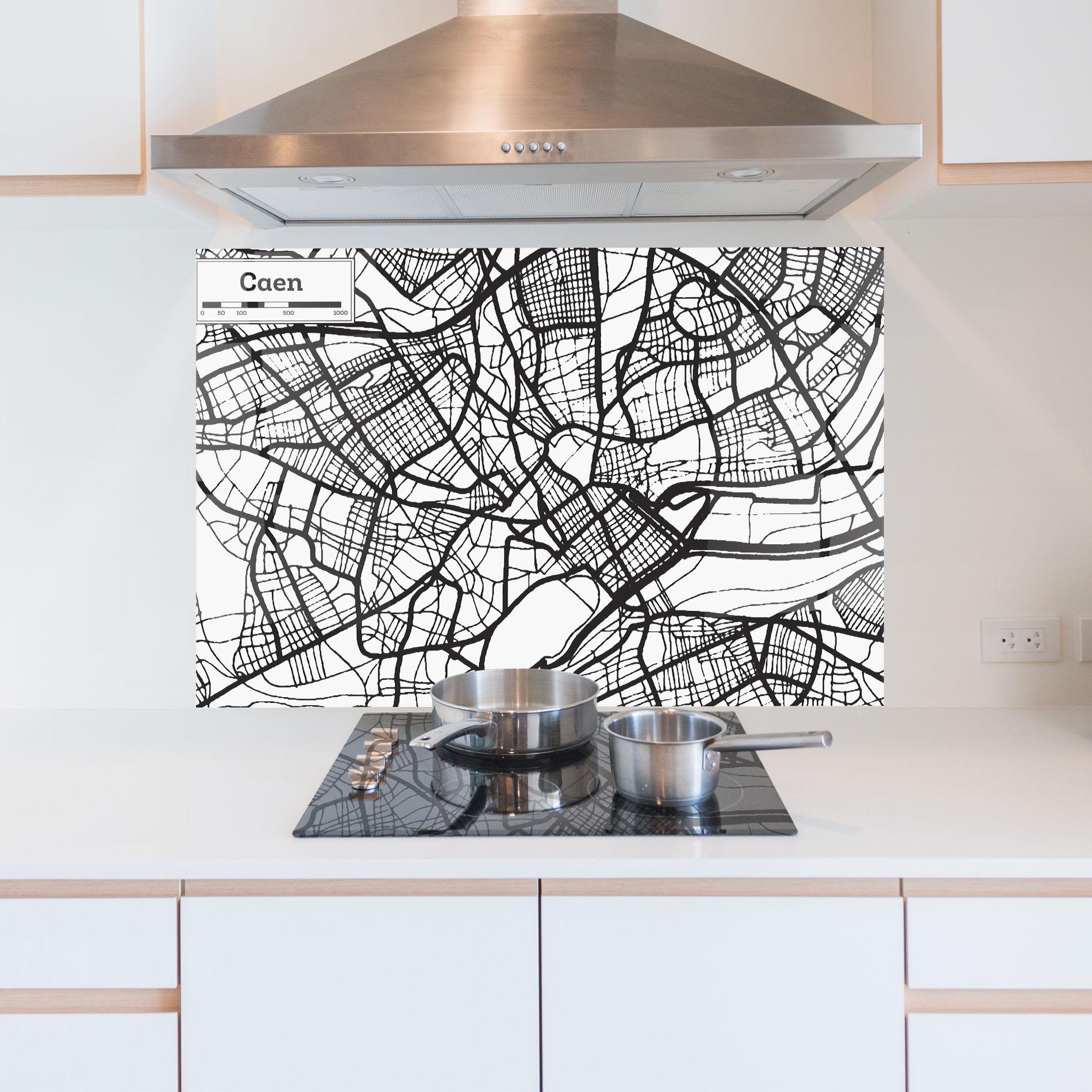 Panou Sticla Bucatarie Caen Map mockup 5