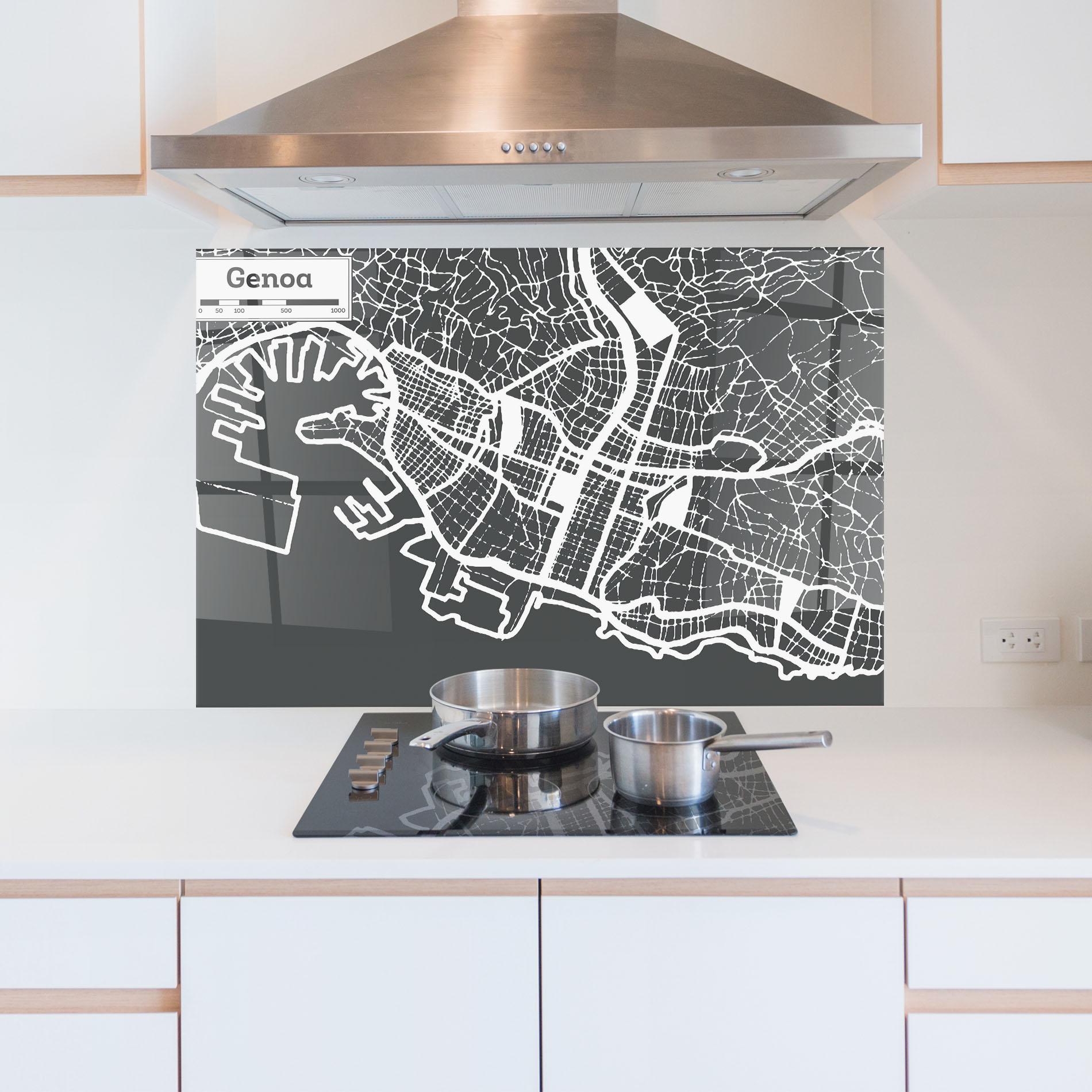 Panou Sticla Bucatarie Genoa Map mockup 5