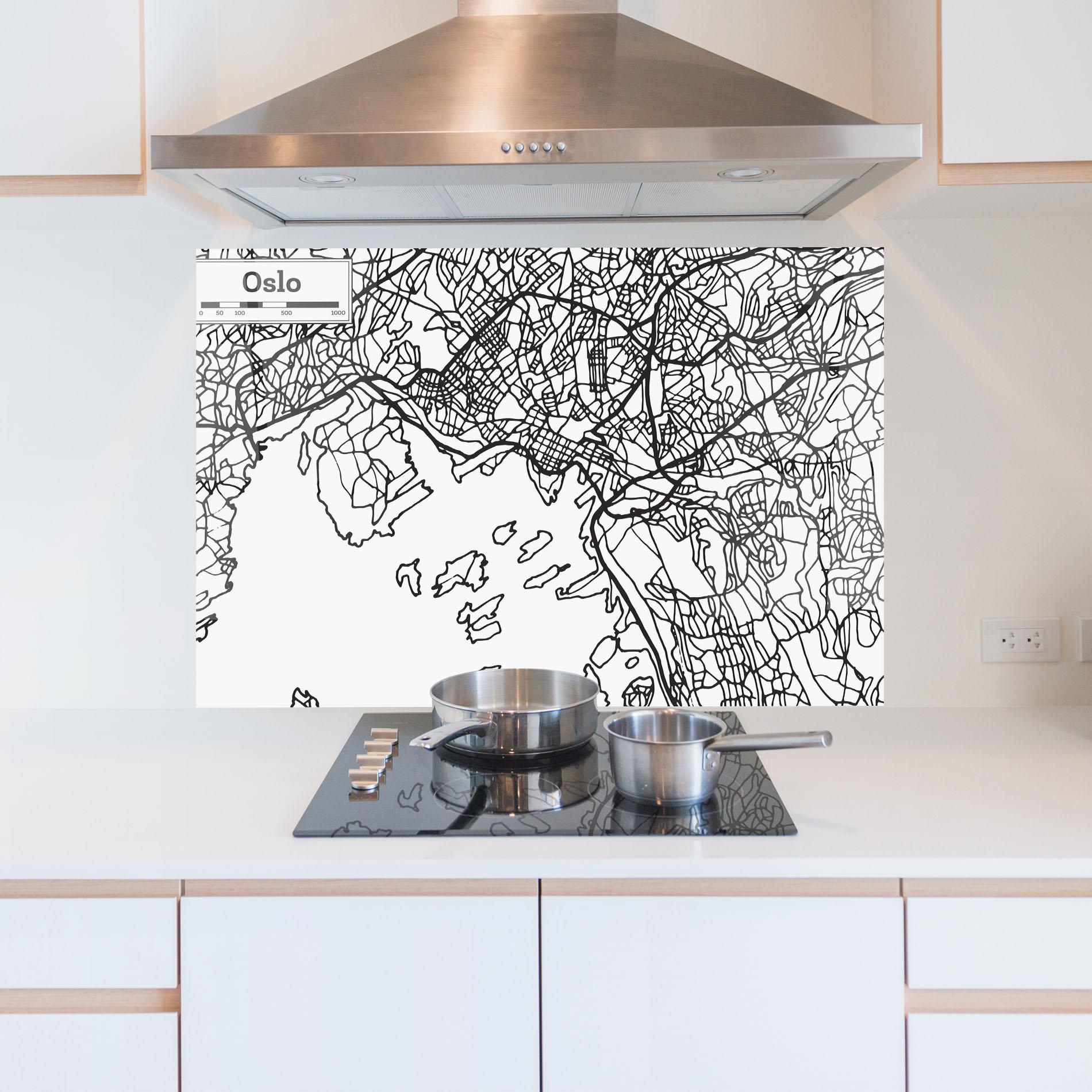 Panou Sticla Bucatarie Oslo Map mockup 5