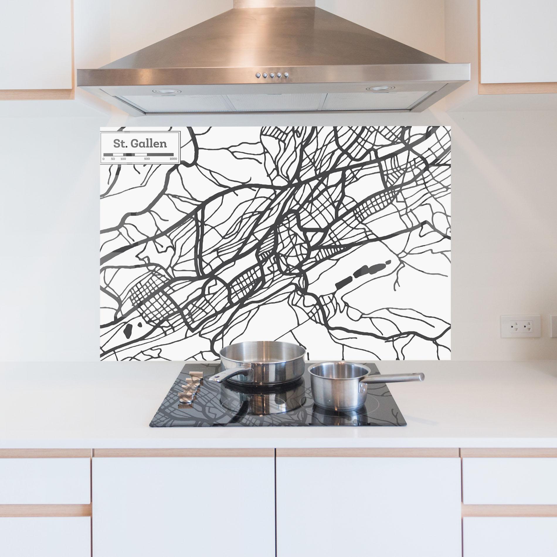 Panou Sticla Bucatarie St Gallen Map mockup 5