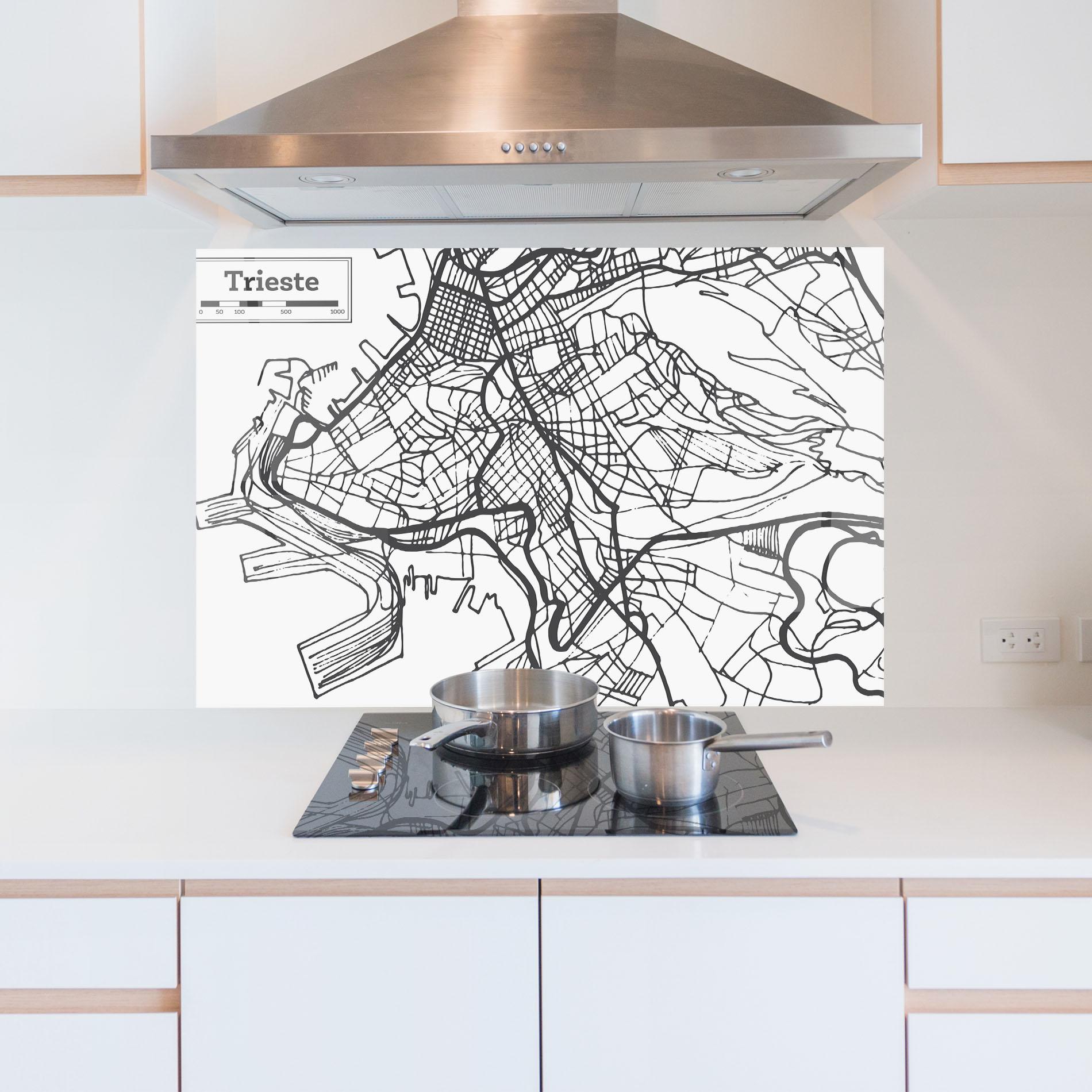 Panou Sticla Bucatarie Trieste Map mockup 5