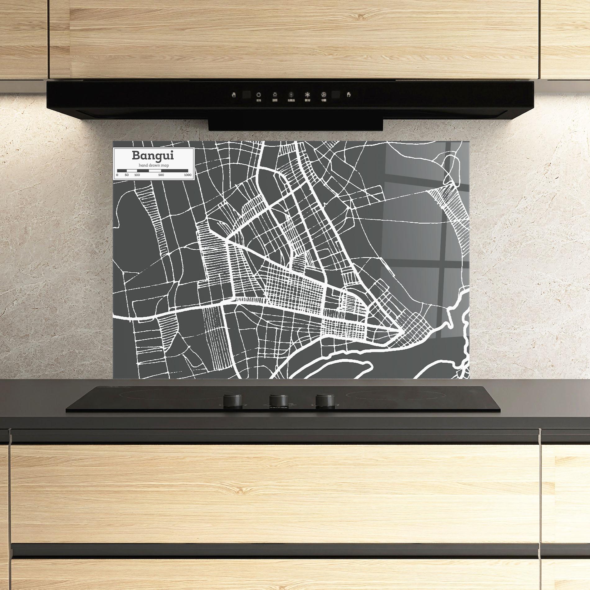 Panou Sticla Bucatarie Bangui Map mockup 3